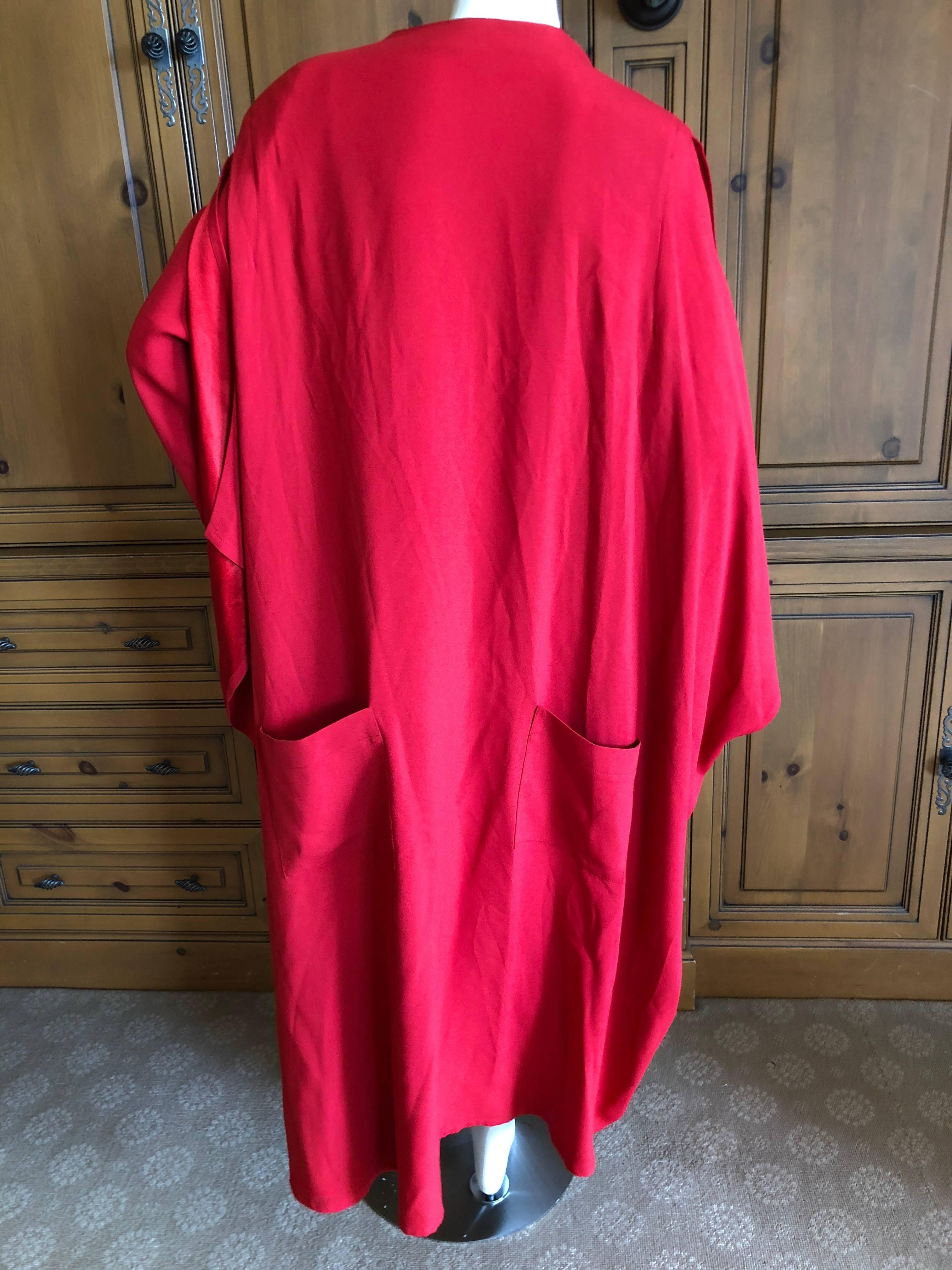 Sonia Rykiel Vintage 1980's Red Side Slashed Kimono Style Coat For Sale 3