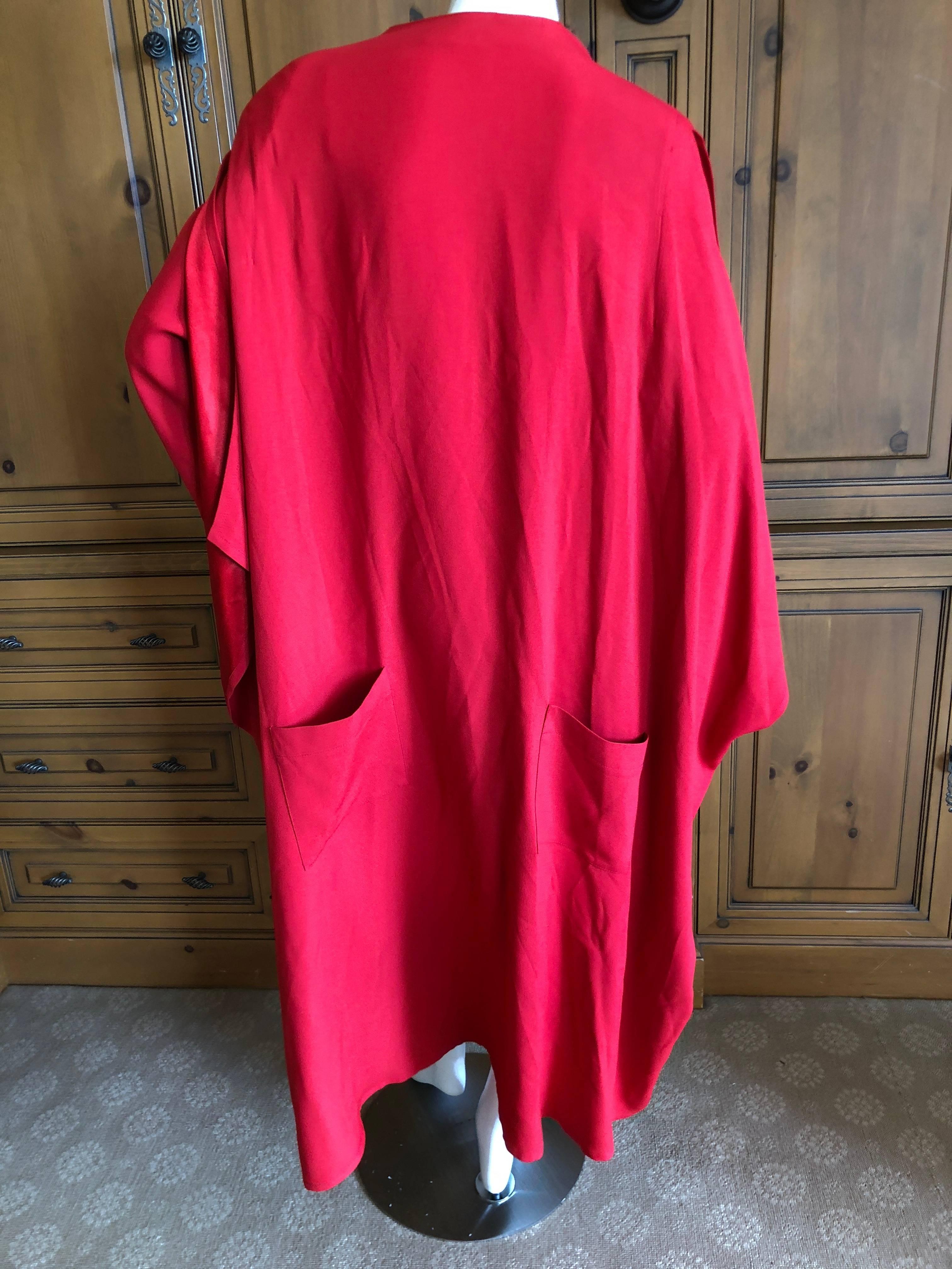 Sonia Rykiel Vintage 1980's Red Side Slashed Kimono Style Coat For Sale 4