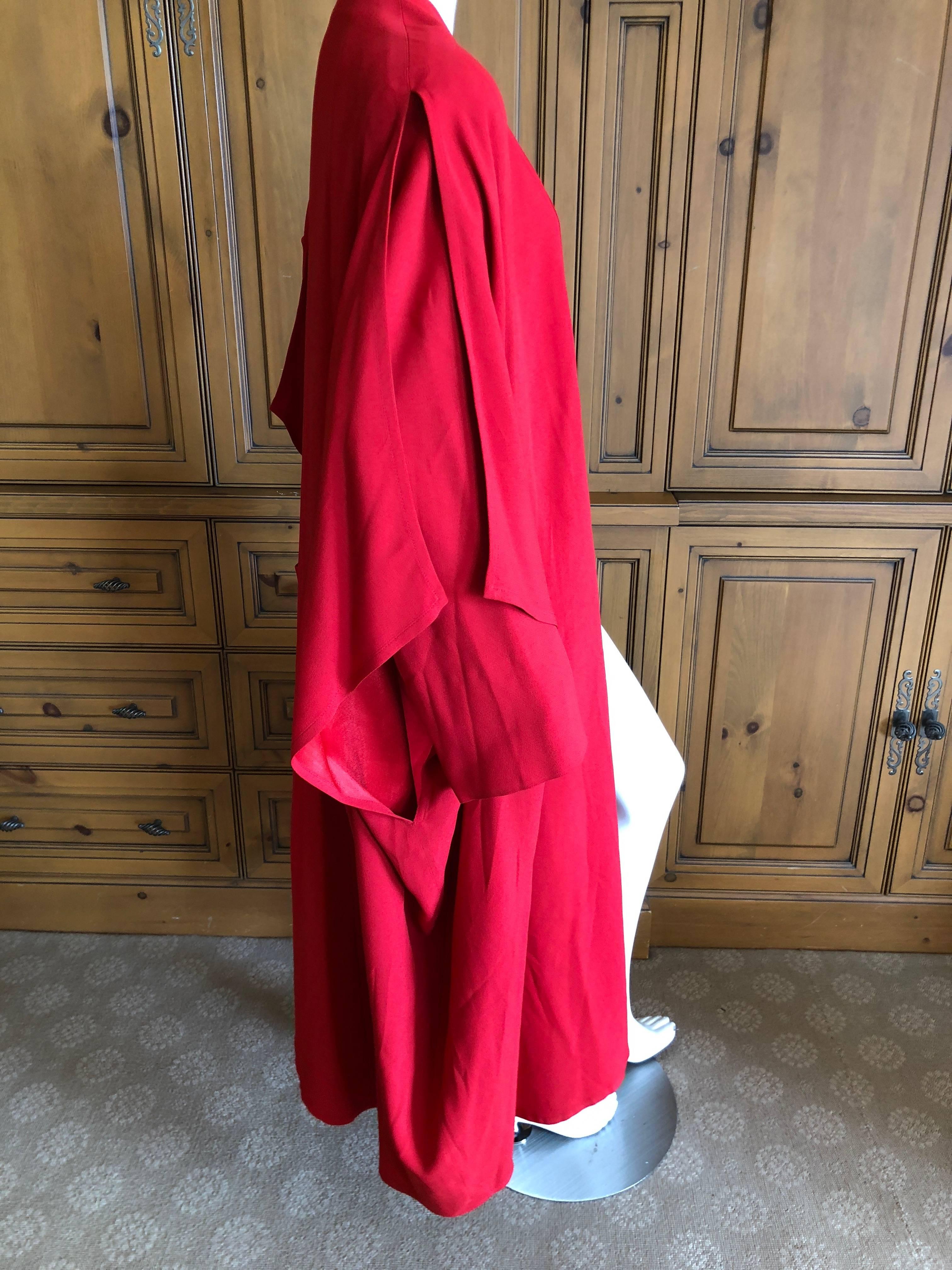 Sonia Rykiel Vintage 1980's Red Side Slashed Kimono Style Coat For Sale 5