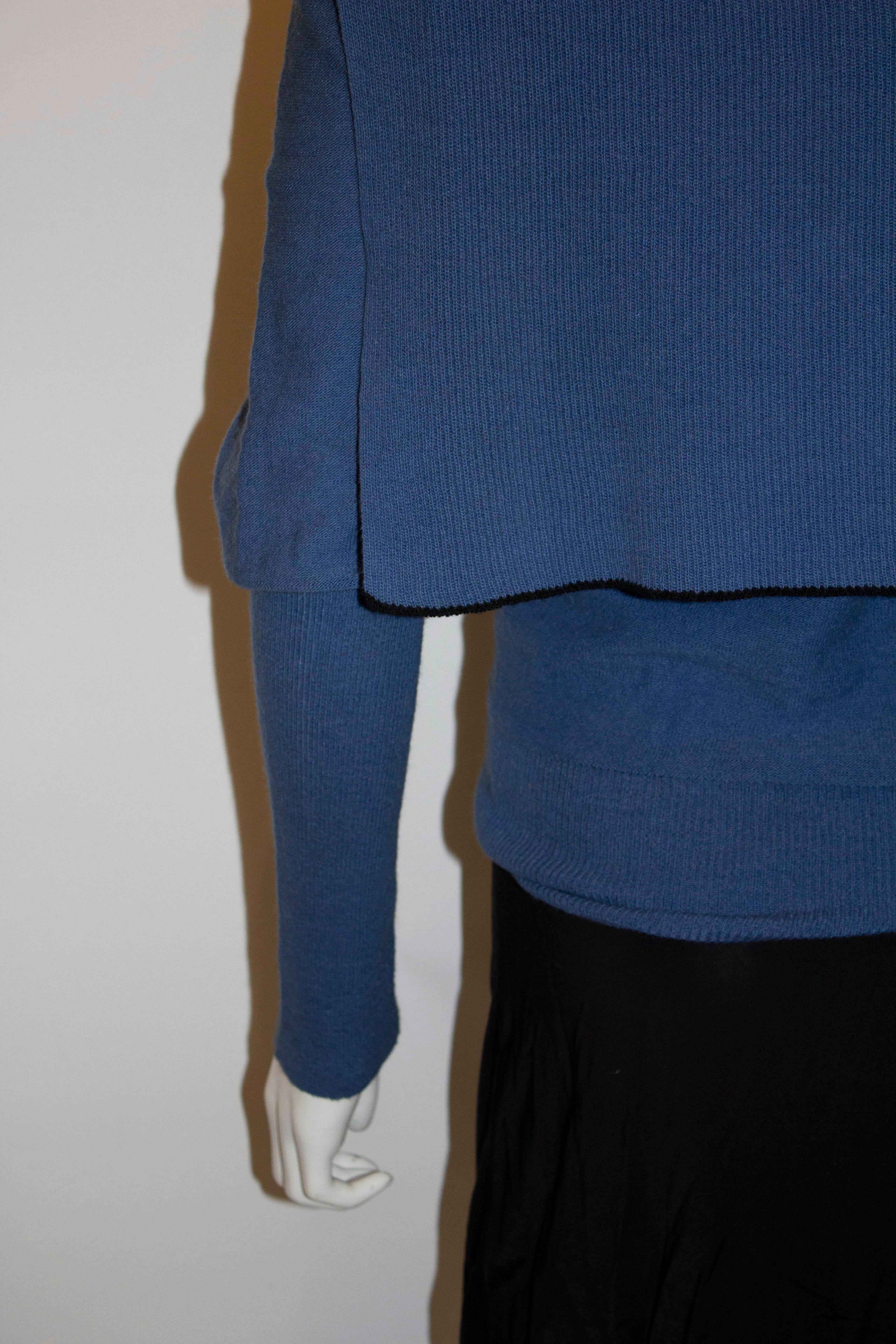Sonia Rykiel  Vintage Blue Jumper with Bib Detail In Good Condition For Sale In London, GB