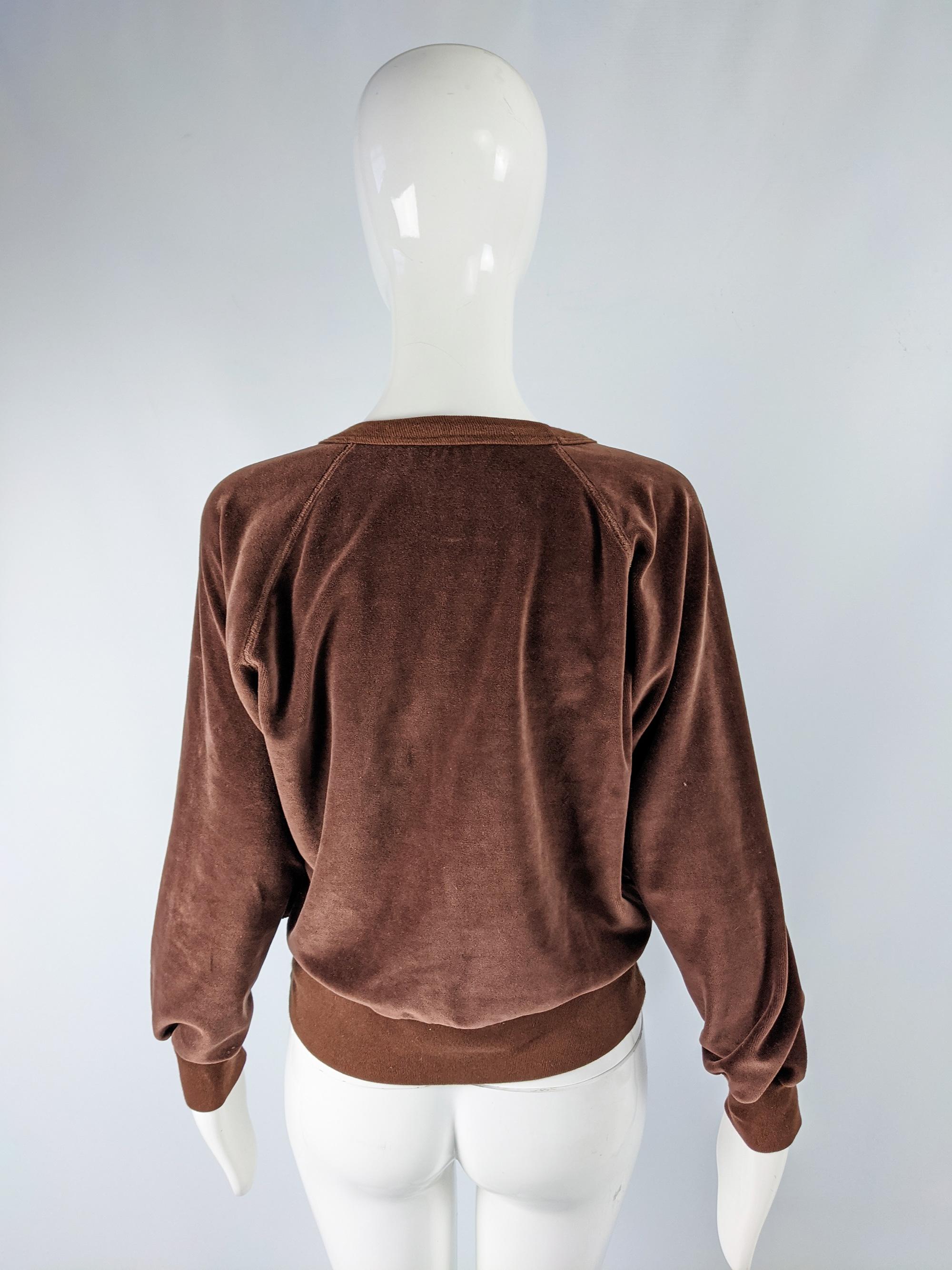Sonia Rykiel Vintage Brown Velour Sweatshirt 1980s In Good Condition In Doncaster, South Yorkshire