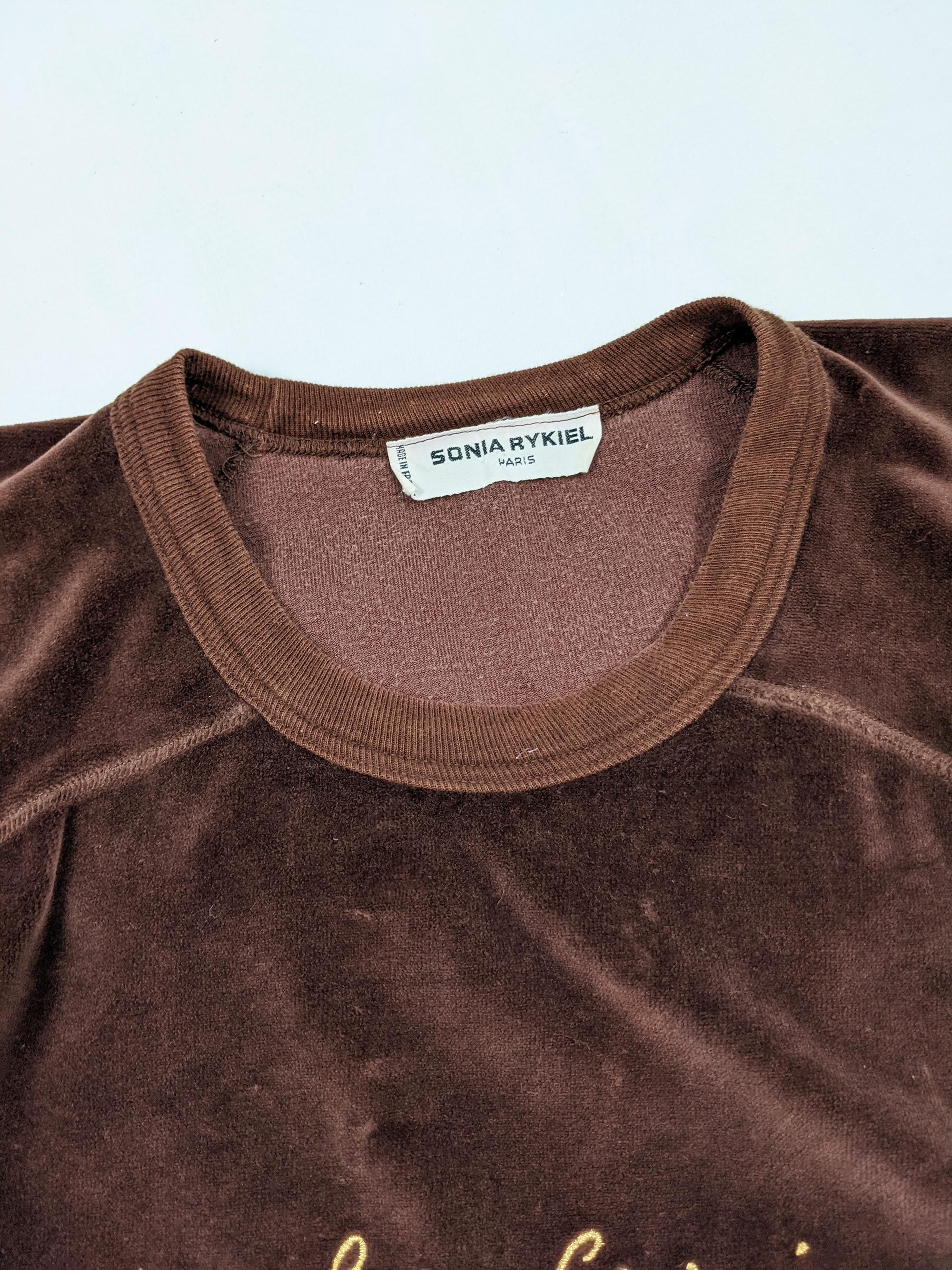 Women's or Men's Sonia Rykiel Vintage Brown Velour Sweatshirt 1980s