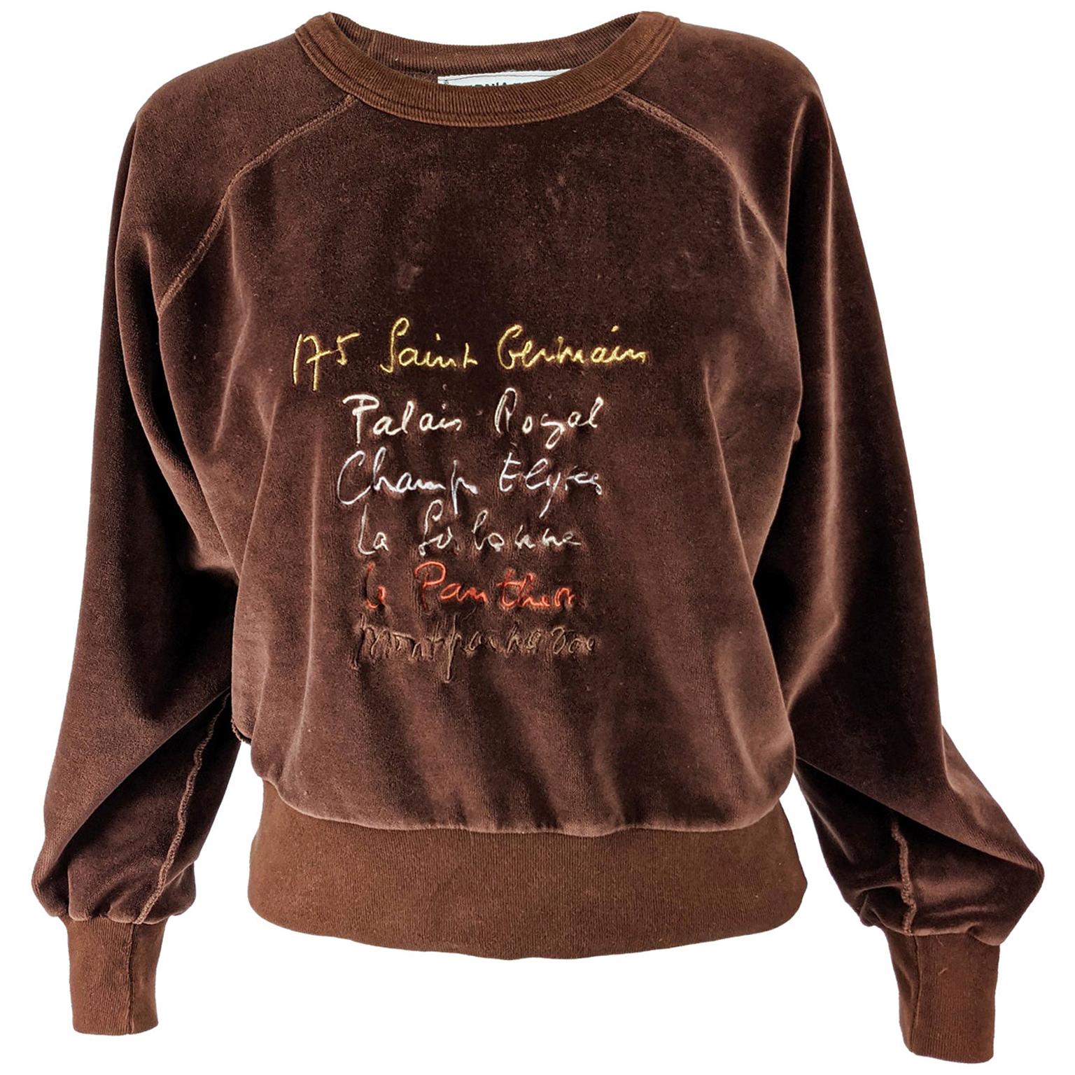 Sonia Rykiel Vintage Brown Velour Sweatshirt 1980s