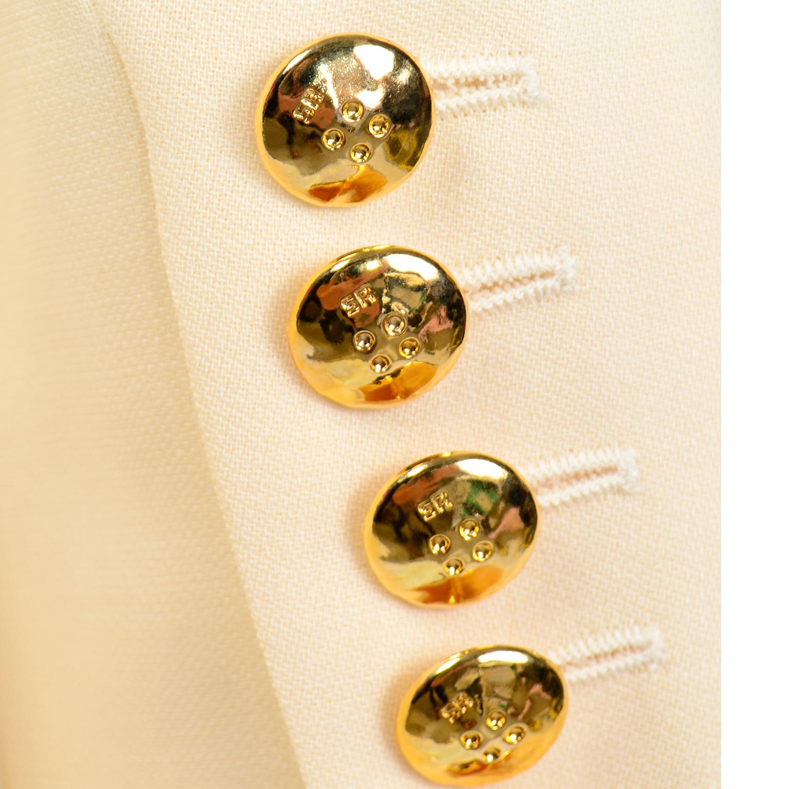 Traje de chaqueta y falda Sonia Rykiel Vintage Crema Lana Longline Blazer 5