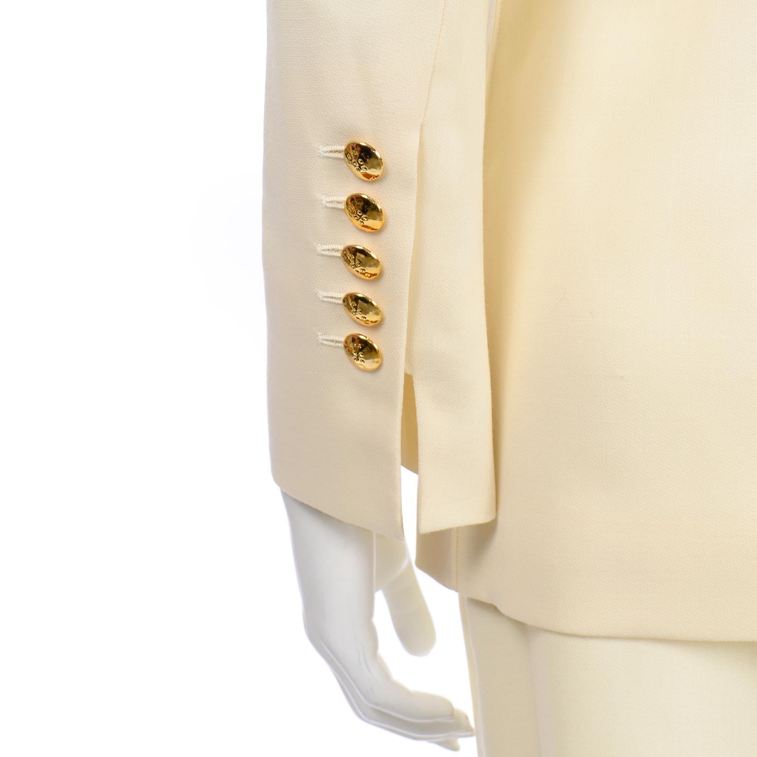 Sonia Rykiel Vintage Cream Wool Longline Blazer Jacket and Skirt Suit 3