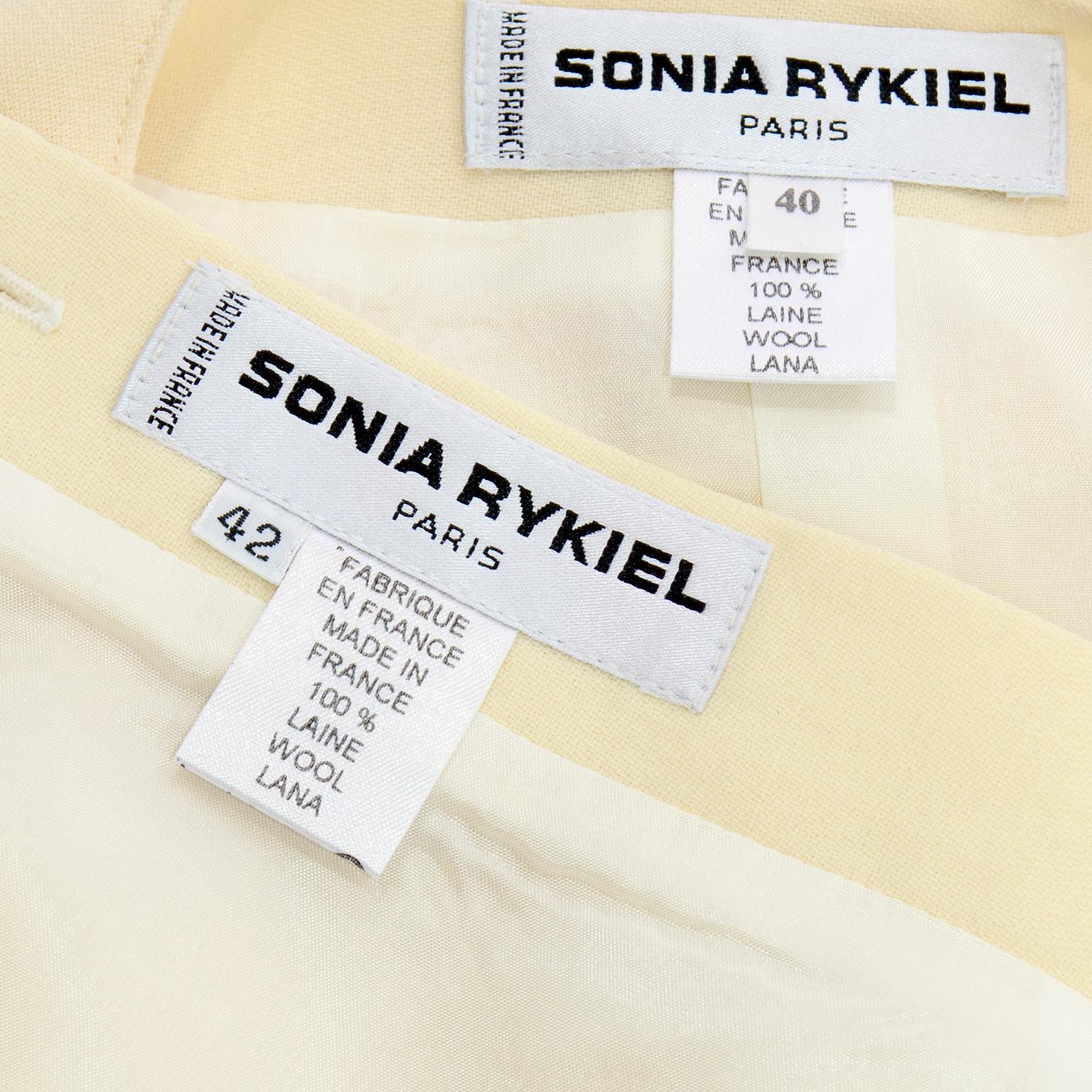 Sonia Rykiel Vintage Longline-Blazerjacke und -Rockanzug aus cremefarbener Wolle 8