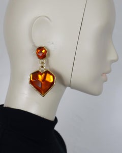 SONIA RYKIEL Vintage Massive Heart Resin Dangling Earrings