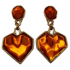 SONIA RYKIEL Vintage Pendientes colgantes de resina Corazón Masivo