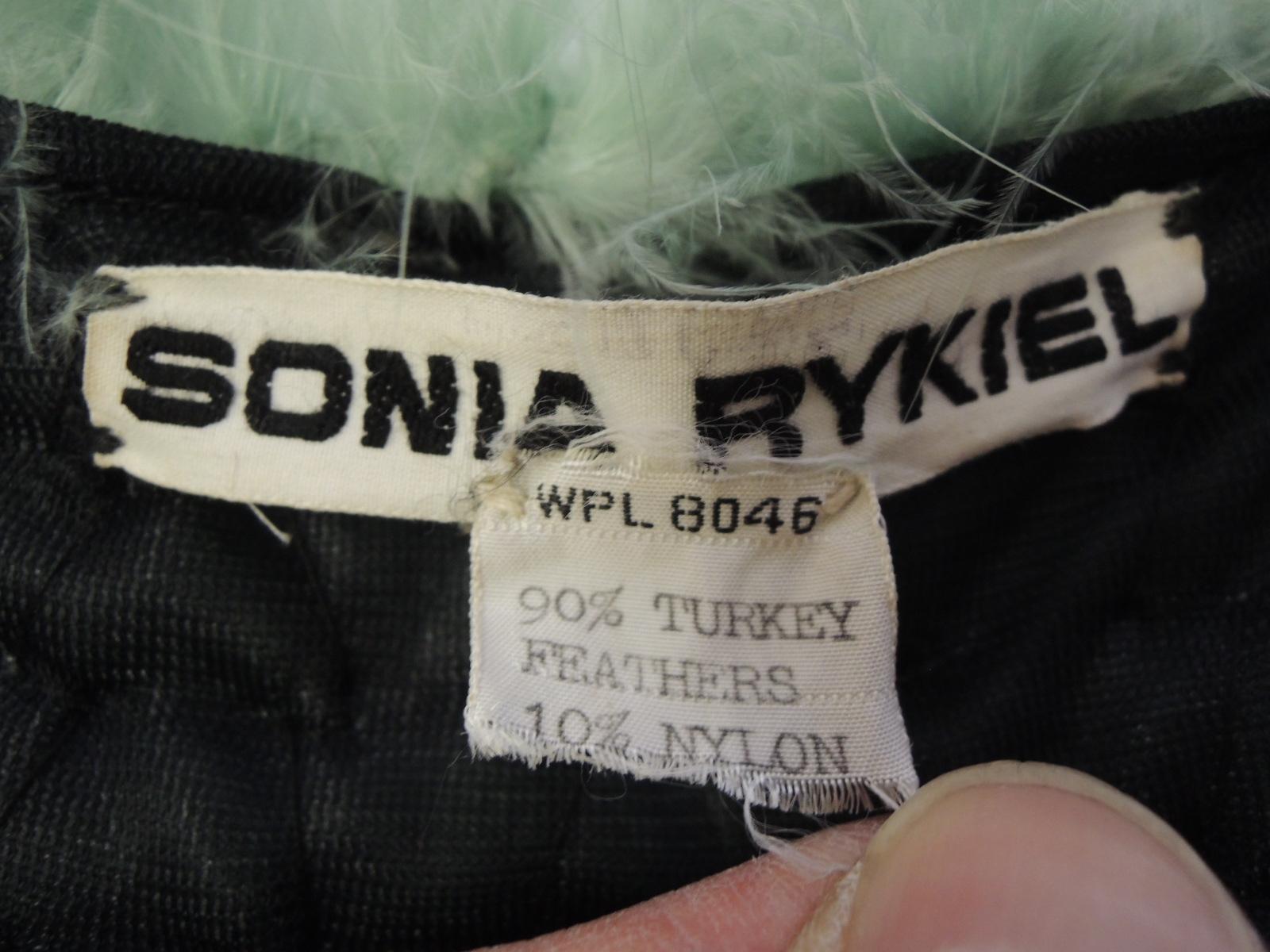 Sonia Rykiel - Veste portefeuille vintage à plumes vert écume de mer Pour femmes en vente