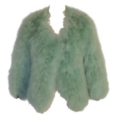 Sonia Rykiel Vintage Meerschaumgrüne Feder-Wickeljacke
