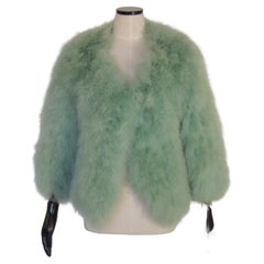 Sonia Rykiel Vintage Seafoam Green Feather Wrap Jacket