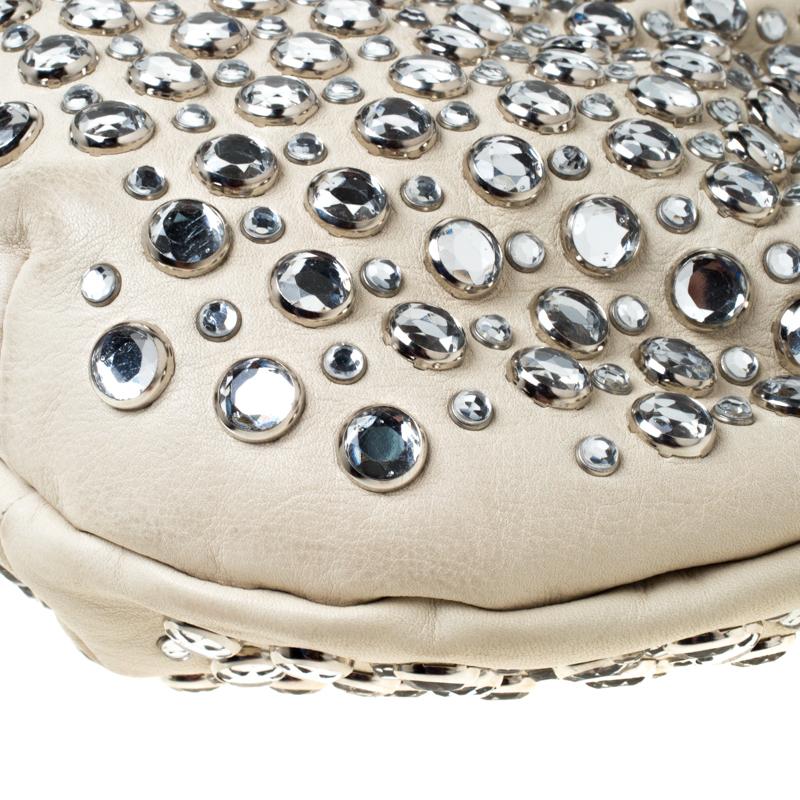 Sonia Rykiel White Crystal Embellished Leather Domino Shoulder Bag 3