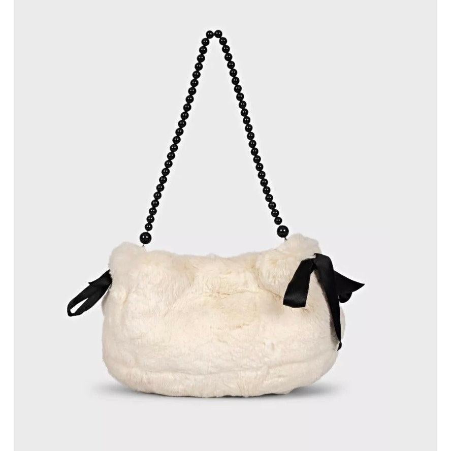 Bianco Sonia Rykiel Borsa a tracolla in pelliccia di coniglio bianca in vendita