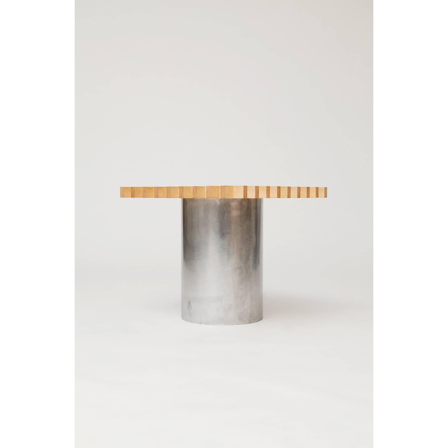Modern Sonia Side Table or Coffee Table, Bass Wood and Aluminum For Sale