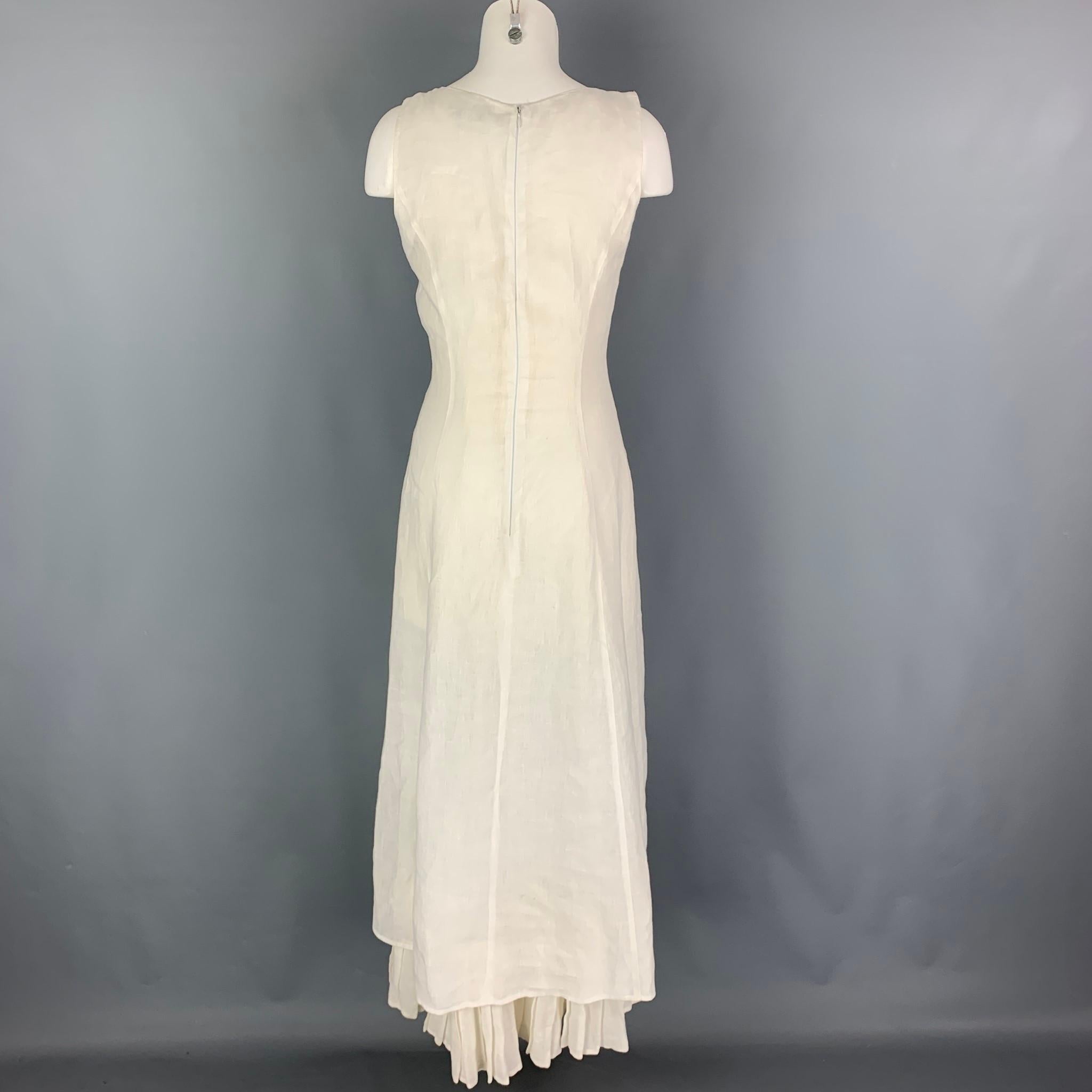 Women's SONIA SPECIALE Size M White Embroidered Sleeveless Long Dress