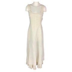 SONIA SPECIALE Size M White Embroidered Sleeveless Long Dress