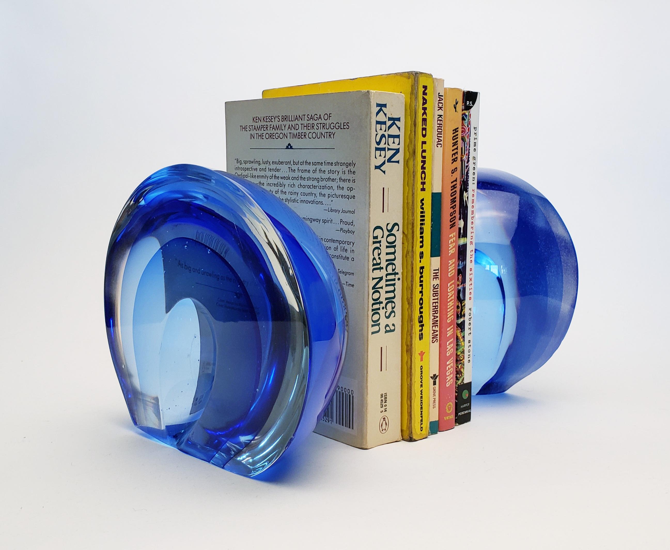 Modern Sonic Bookends - Handmade Contemporary Glass Bookends - Customizable For Sale