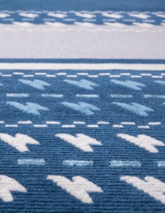 Sonico Blue Notte - Patterned Modern Hand Knotted Wool Bamboo Silk Rug