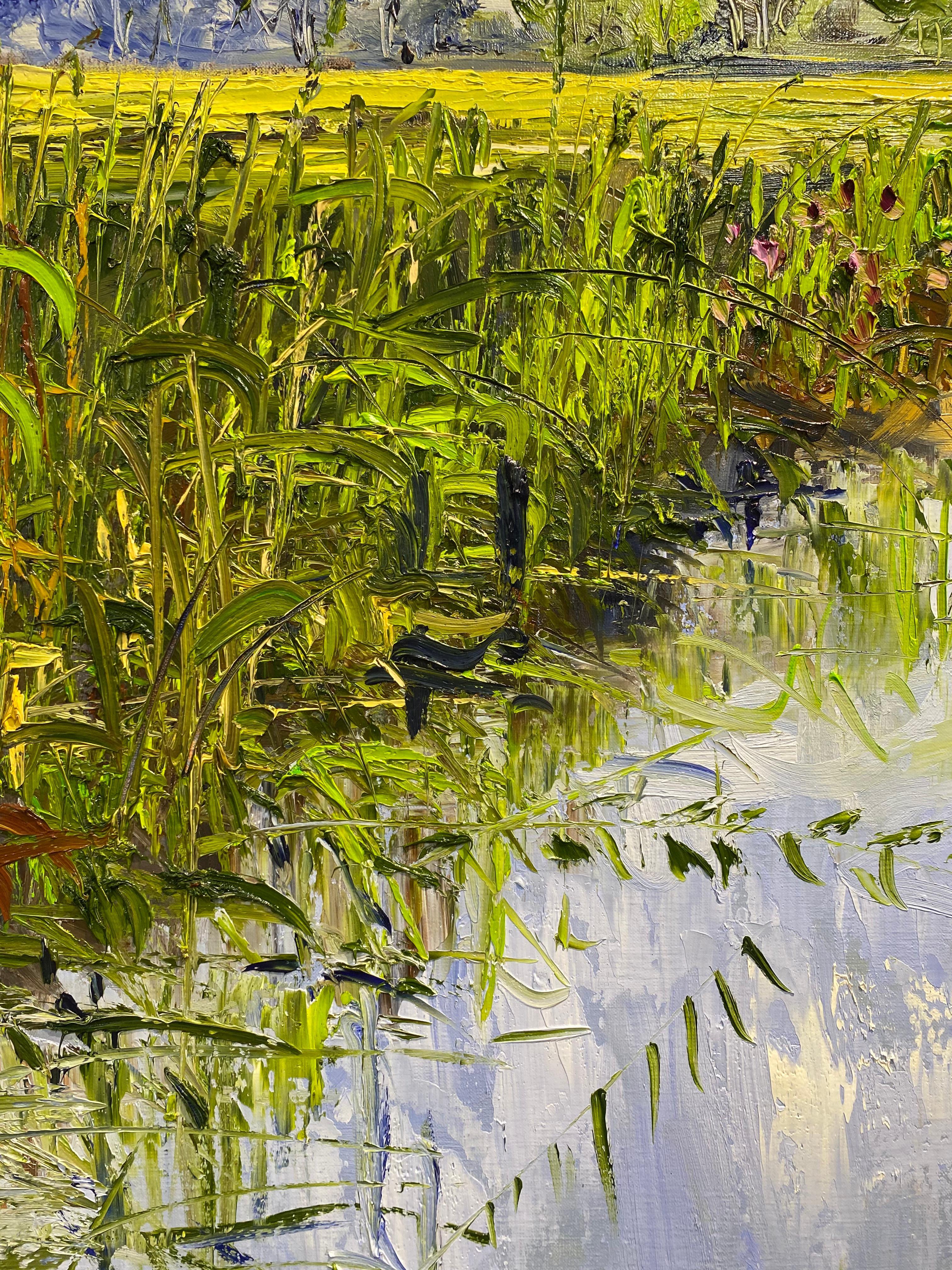 Greene & Greene - Peinture impressionniste contemporaine du 21e siècle représentant un paysage - Painting de Sonja Brussen