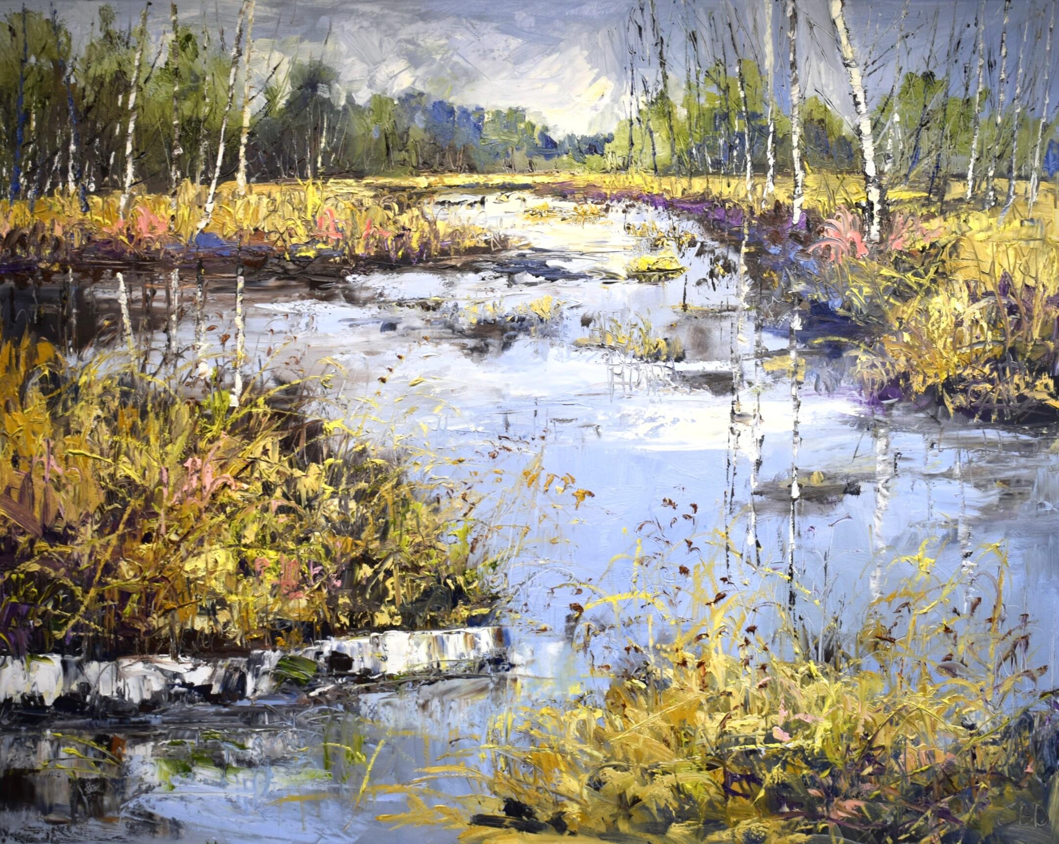 Amore - Pittura impressionista contemporanea del 21° secolo di un paesaggio