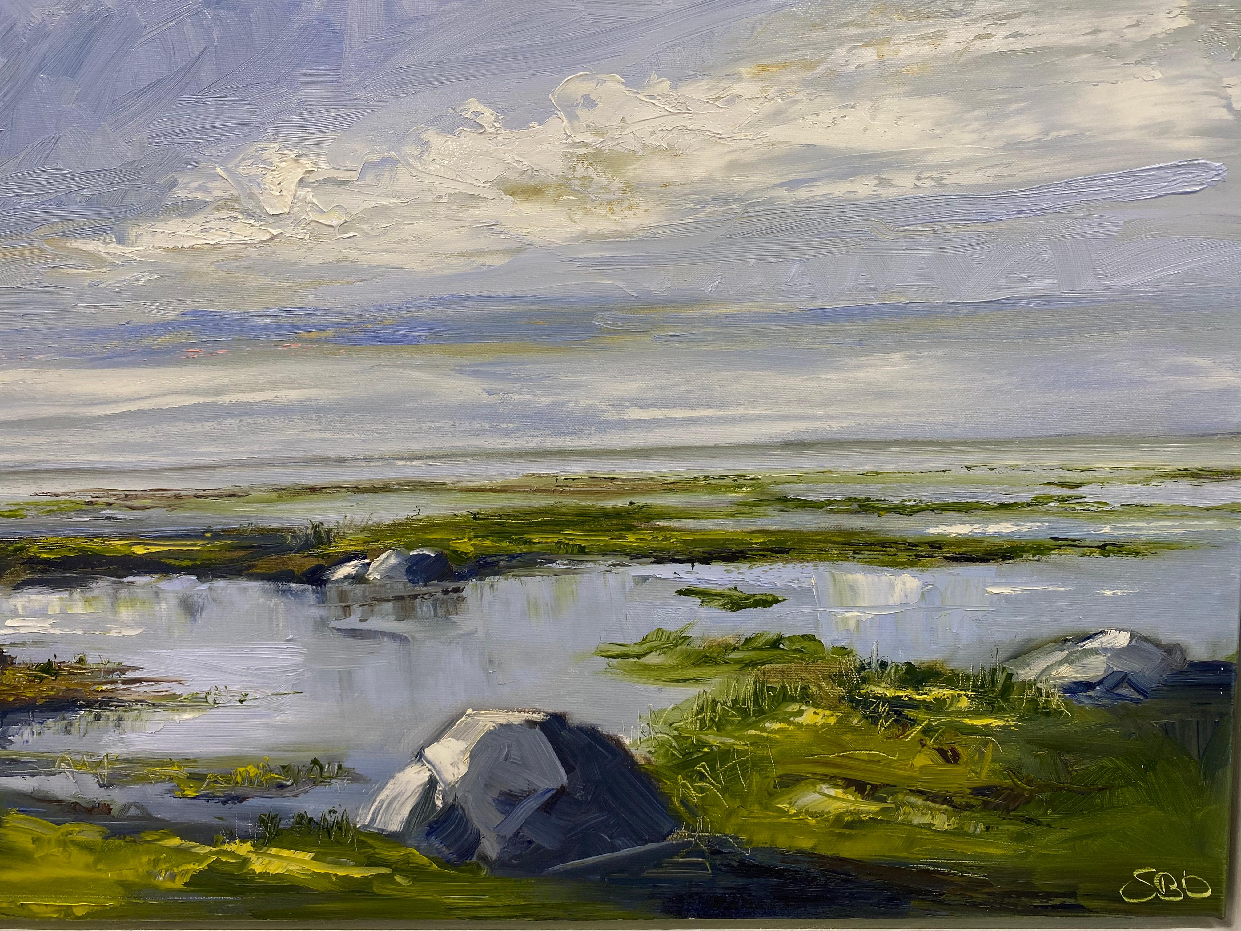 Love you more - 21st Century Contemporary impressionist Painting of a landscape - Beige Landscape Painting by Sonja Brussen