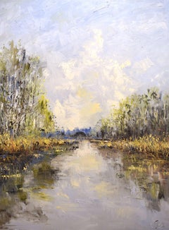 Mein Freund - Zeitgenössisches impressionistisches Gemälde einer Landschaft aus dem 21.