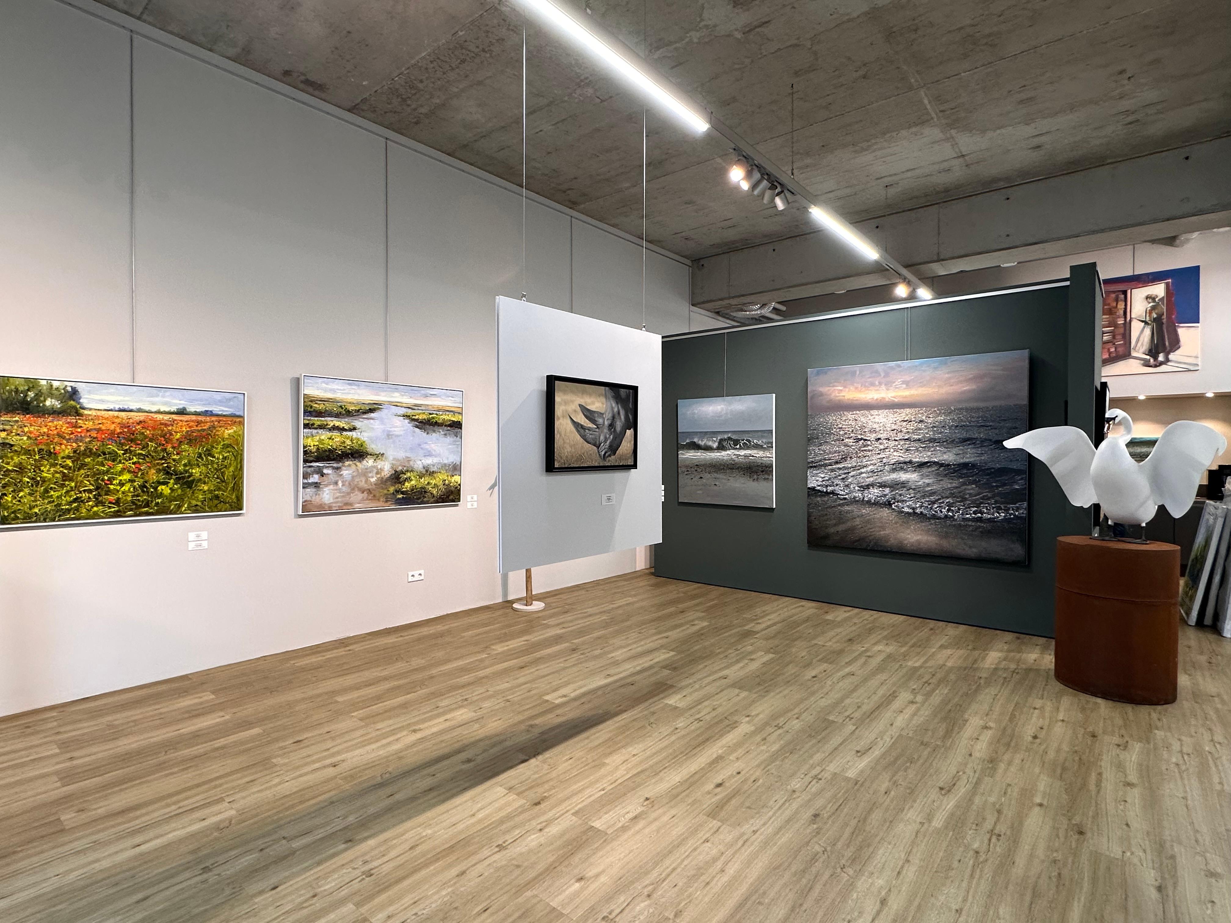 L'espoir de la Nature - Paysage impressionniste contemporain du 21e siècle - Marron Landscape Painting par Sonja Brussen