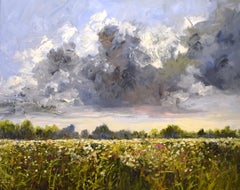 Stand the rain - 21st Century Contemporary impressionist Painting of a landscape