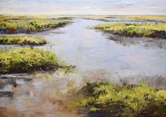 Waterflow - 21st Century Contemporary impressionist Painting of a landscape