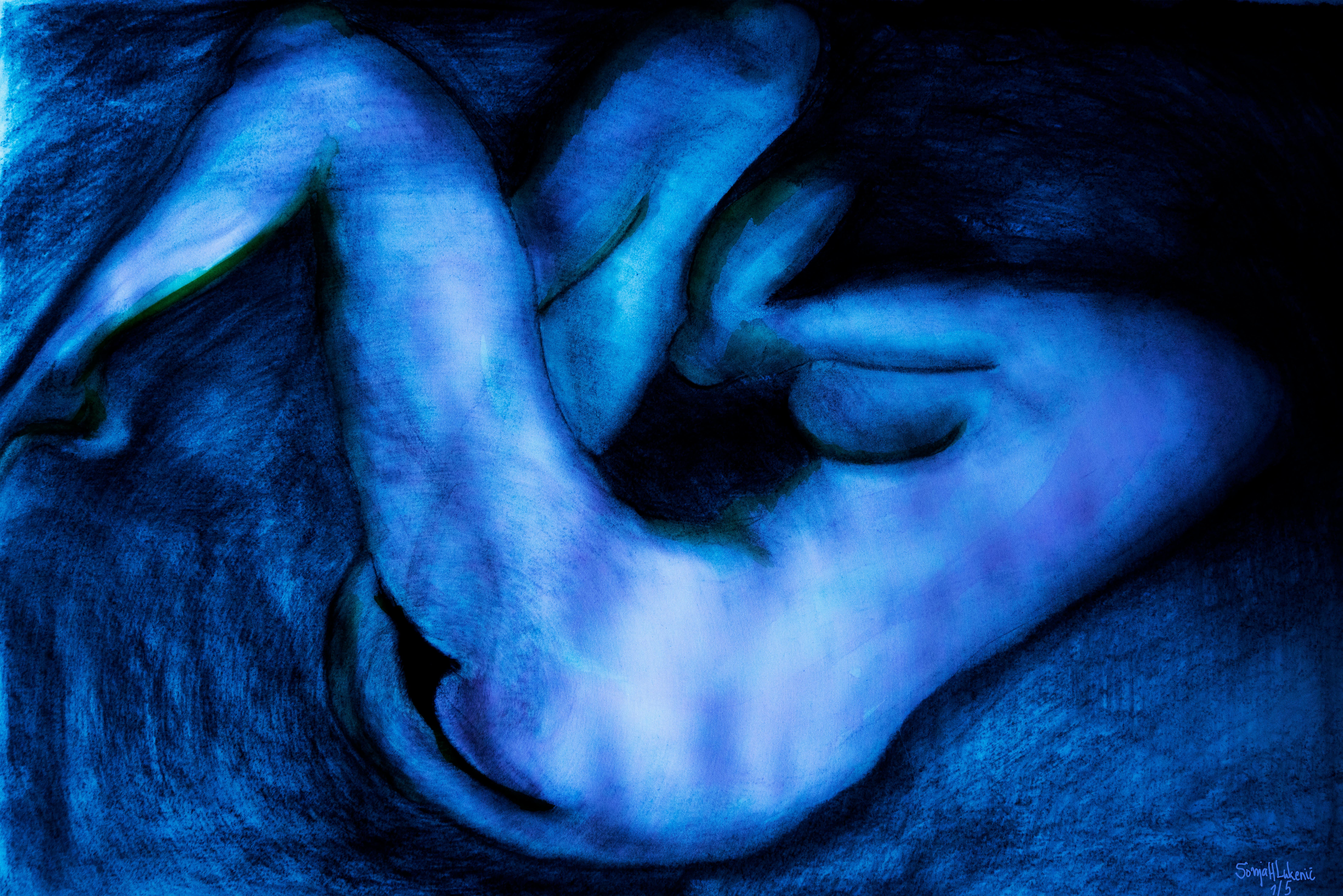 Figurative Print de Sonja H. Lukenic - El sueño azul