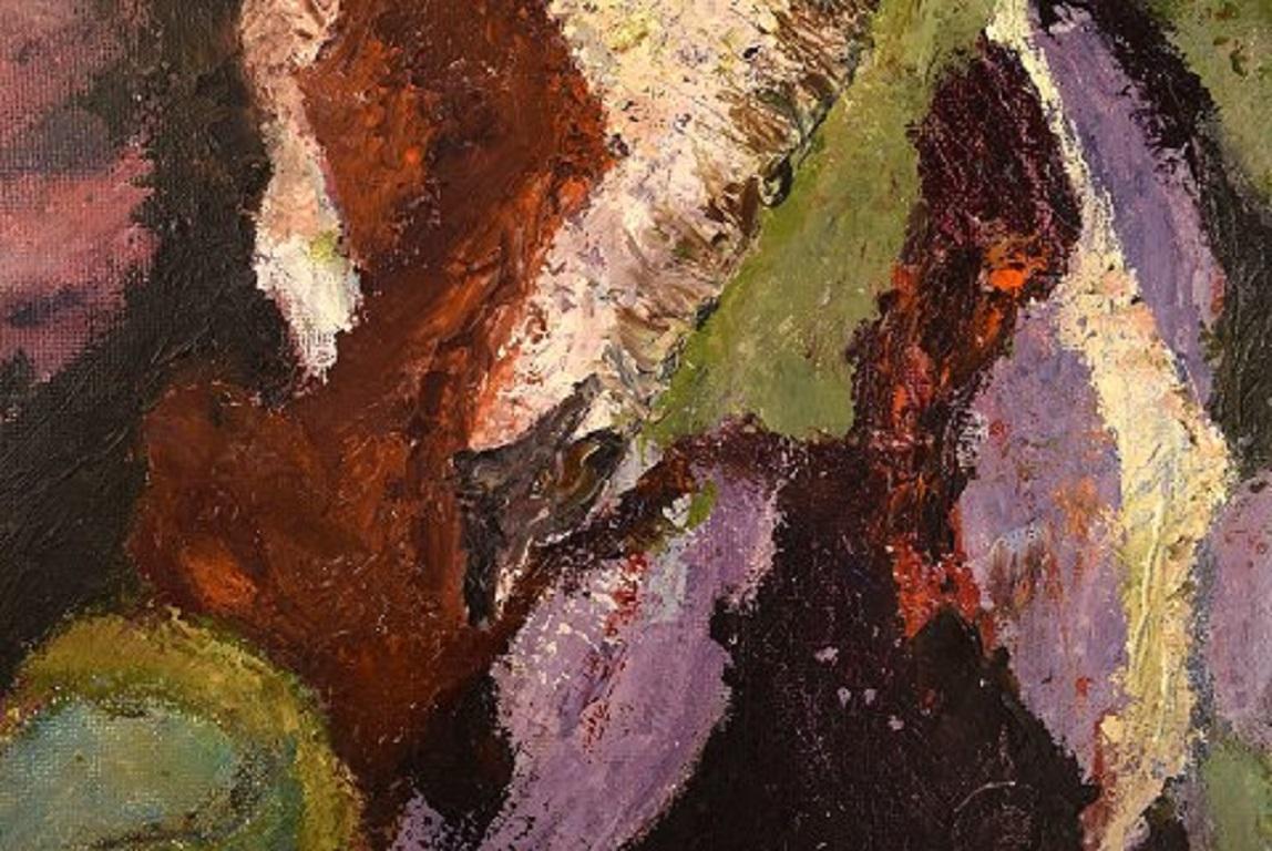 Scandinavian Modern Sonja Henningsen, Danish Artist, Oil on Board, Abstract Modernist Composition