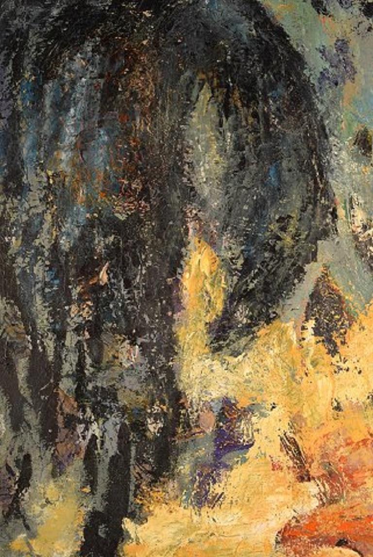 Sonja Henningsen, Danish Artist, Oil on Canvas, Abstract Modernist Composition 1