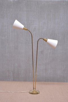 Sonja Katzin Fluted Brass Floor Lamp, Model E1771, Asea, Sweden, 1950s