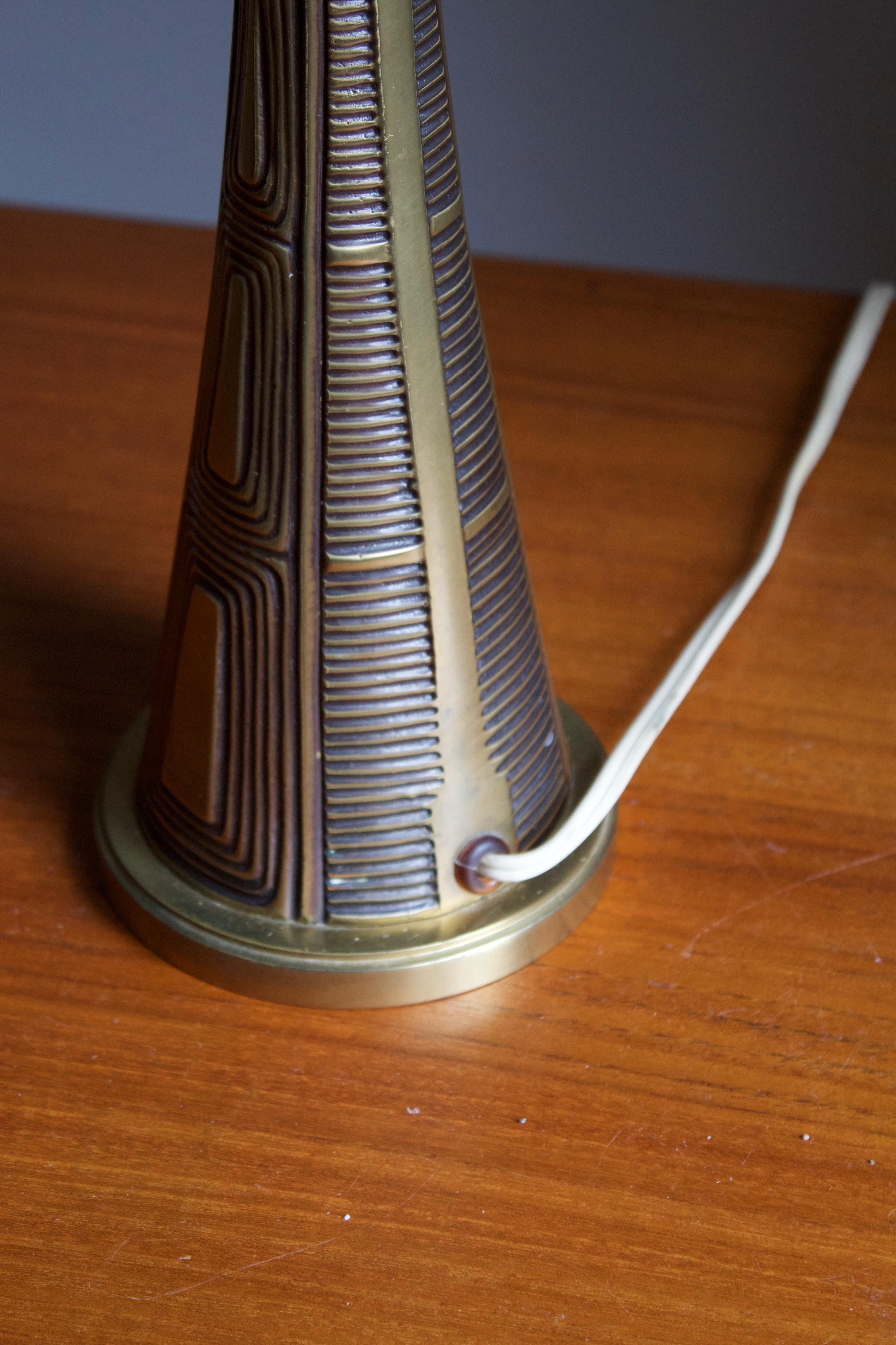 Sonja Katzin, Table Lamp, Brass, for ASEA, Sweden, 1950s In Good Condition In High Point, NC