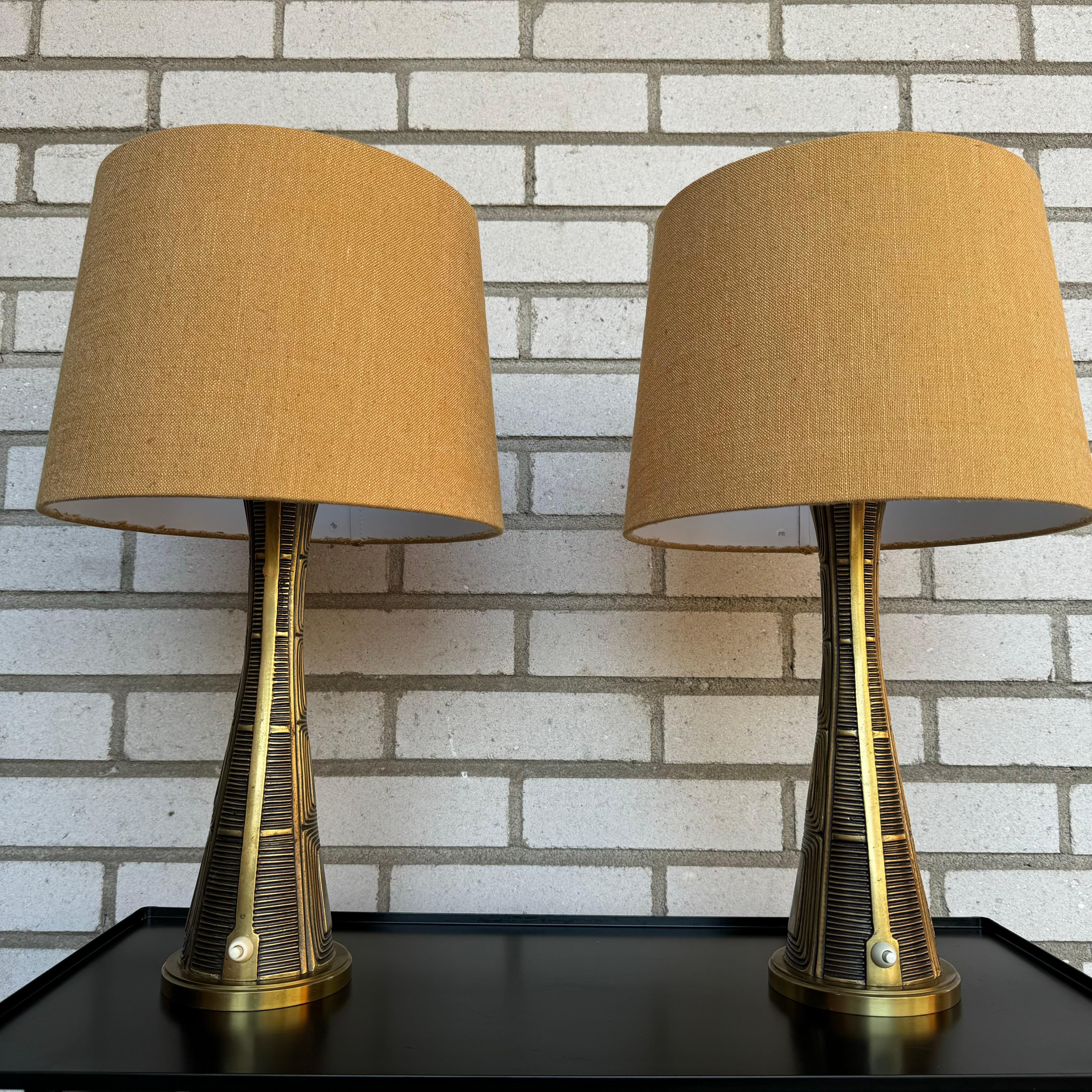 Scandinave moderne Sonja Katzin, lampes de table, laiton, Suède, années 1940 en vente