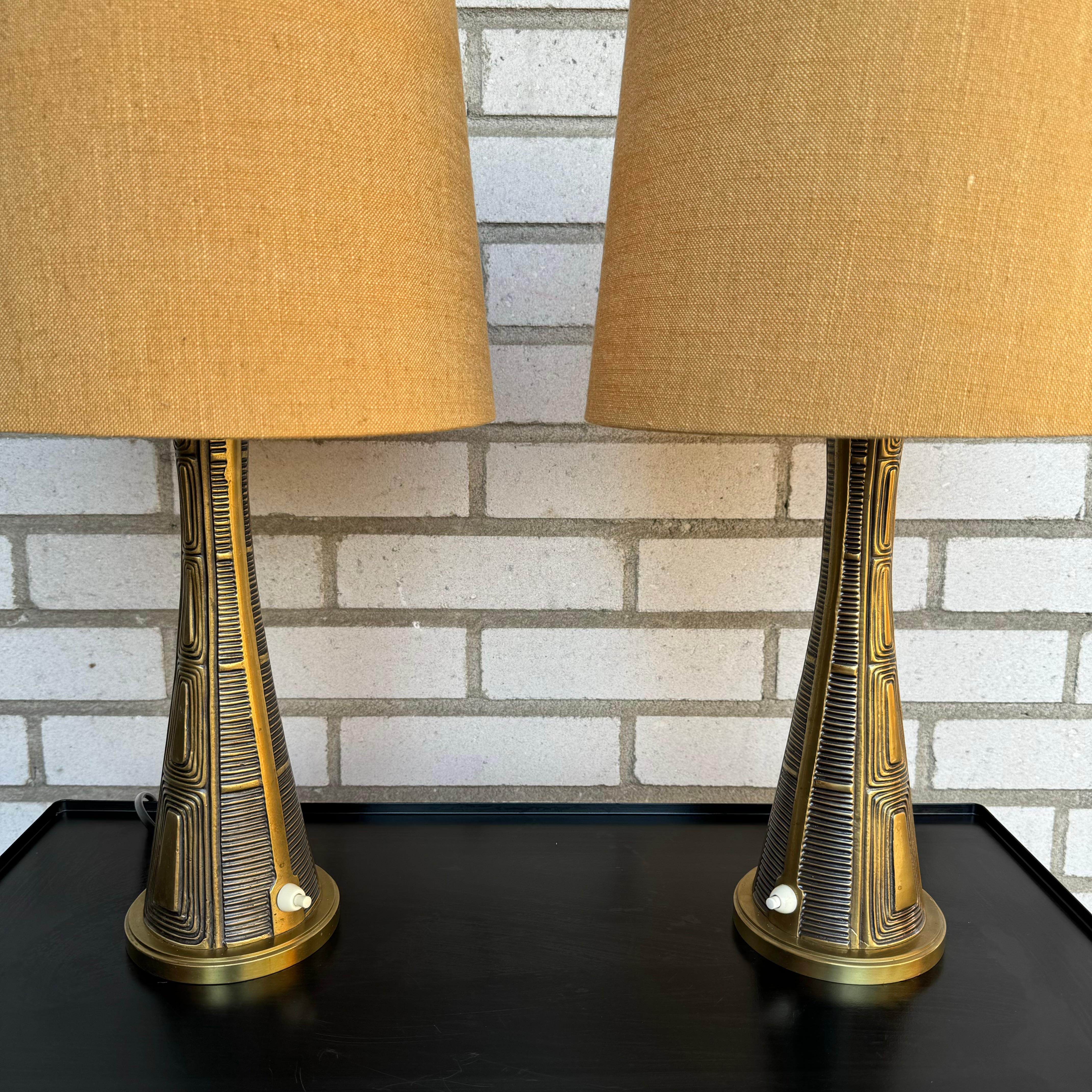 Suédois Sonja Katzin, lampes de table, laiton, Suède, années 1940 en vente