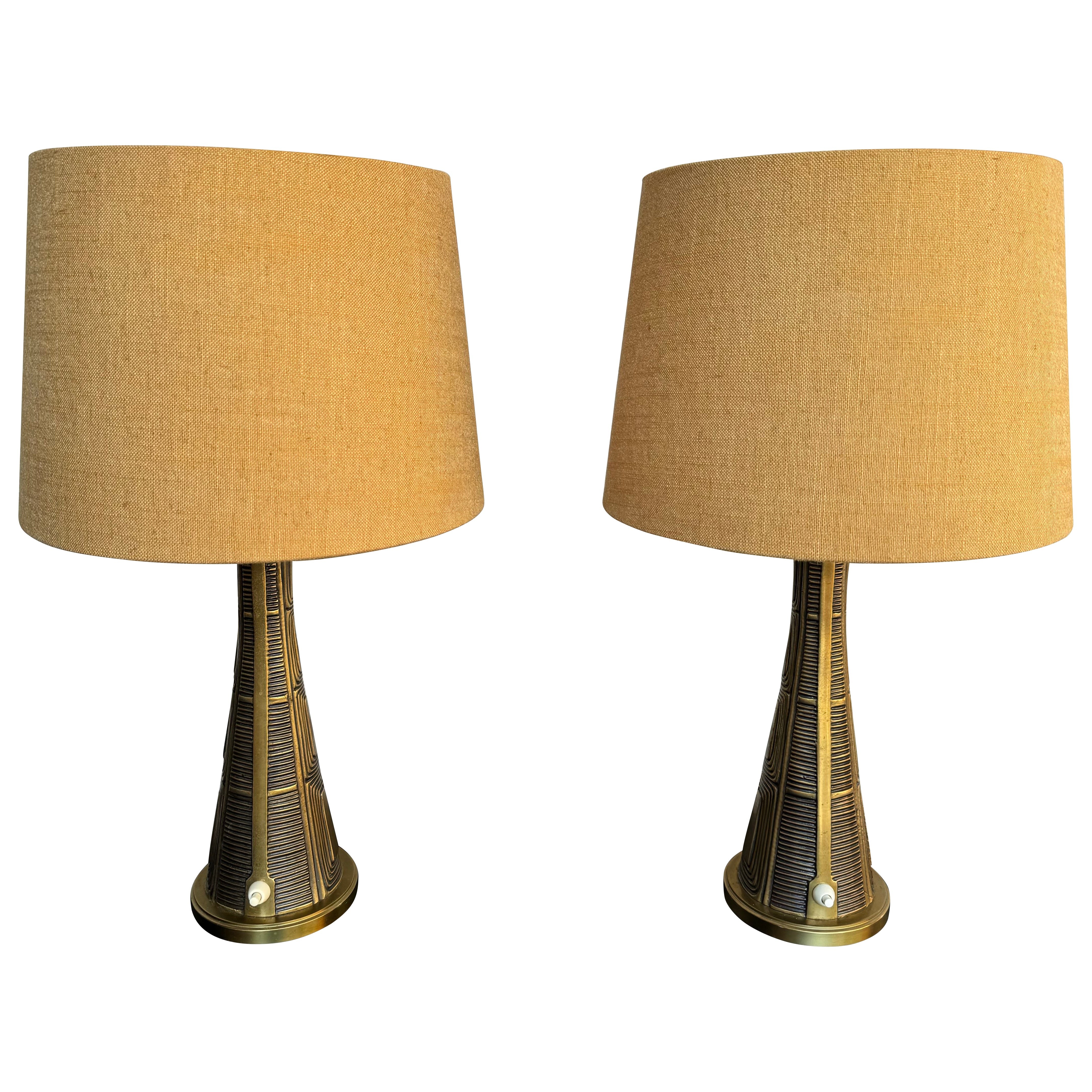 Sonja Katzin, lampes de table, laiton, Suède, années 1940 en vente
