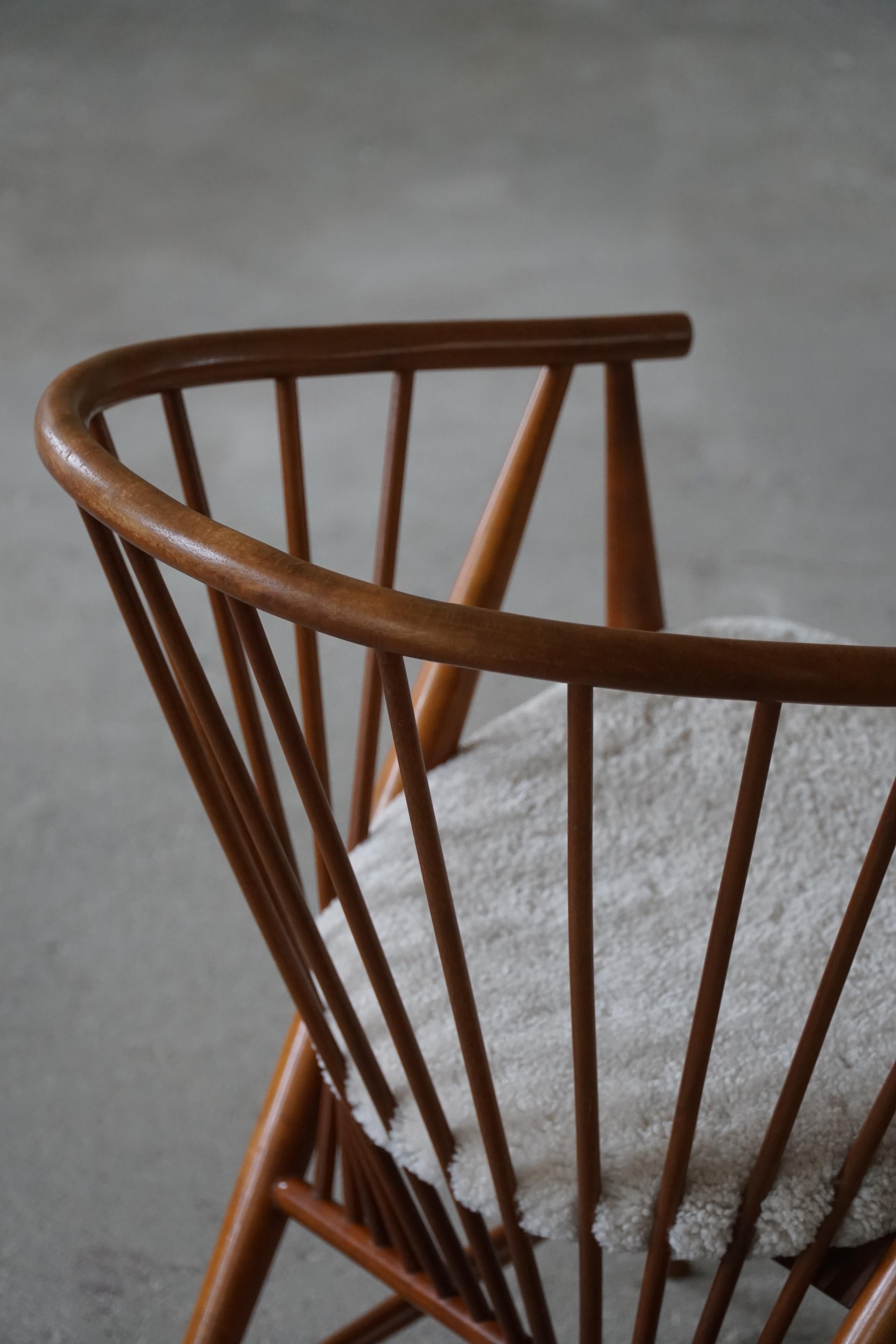Sonna Rosén Arm Chair in Beech & Reupholstered in Lambswool, Model 