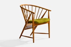 Sonna Rosén, Sessel, Holz, Stoff, Schweden, 1950er Jahre