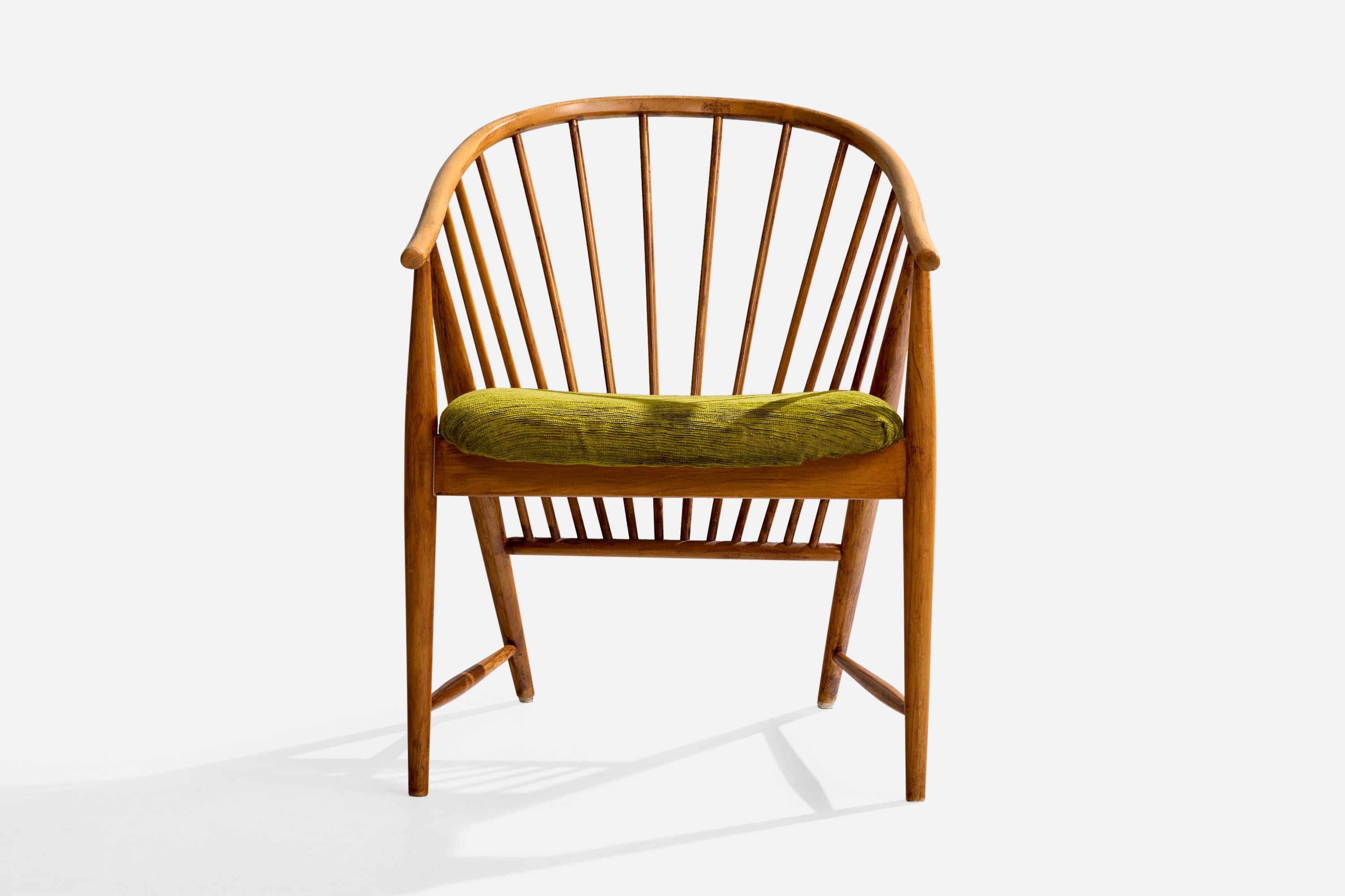 Sonna Rosén, fauteuil, Wood, tissu, Suède, années 1950 Bon état - En vente à High Point, NC