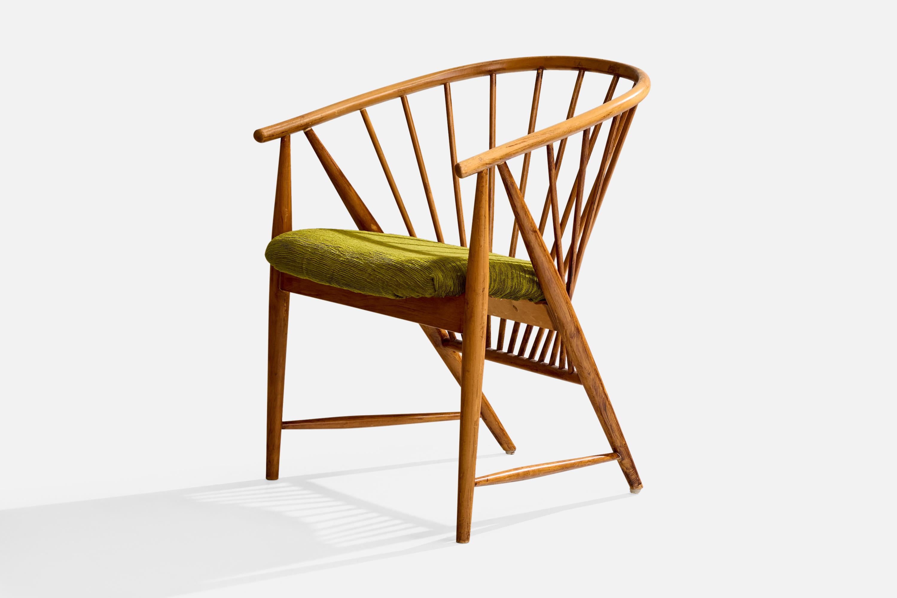 Milieu du XXe siècle Sonna Rosén, fauteuil, Wood, tissu, Suède, années 1950 en vente