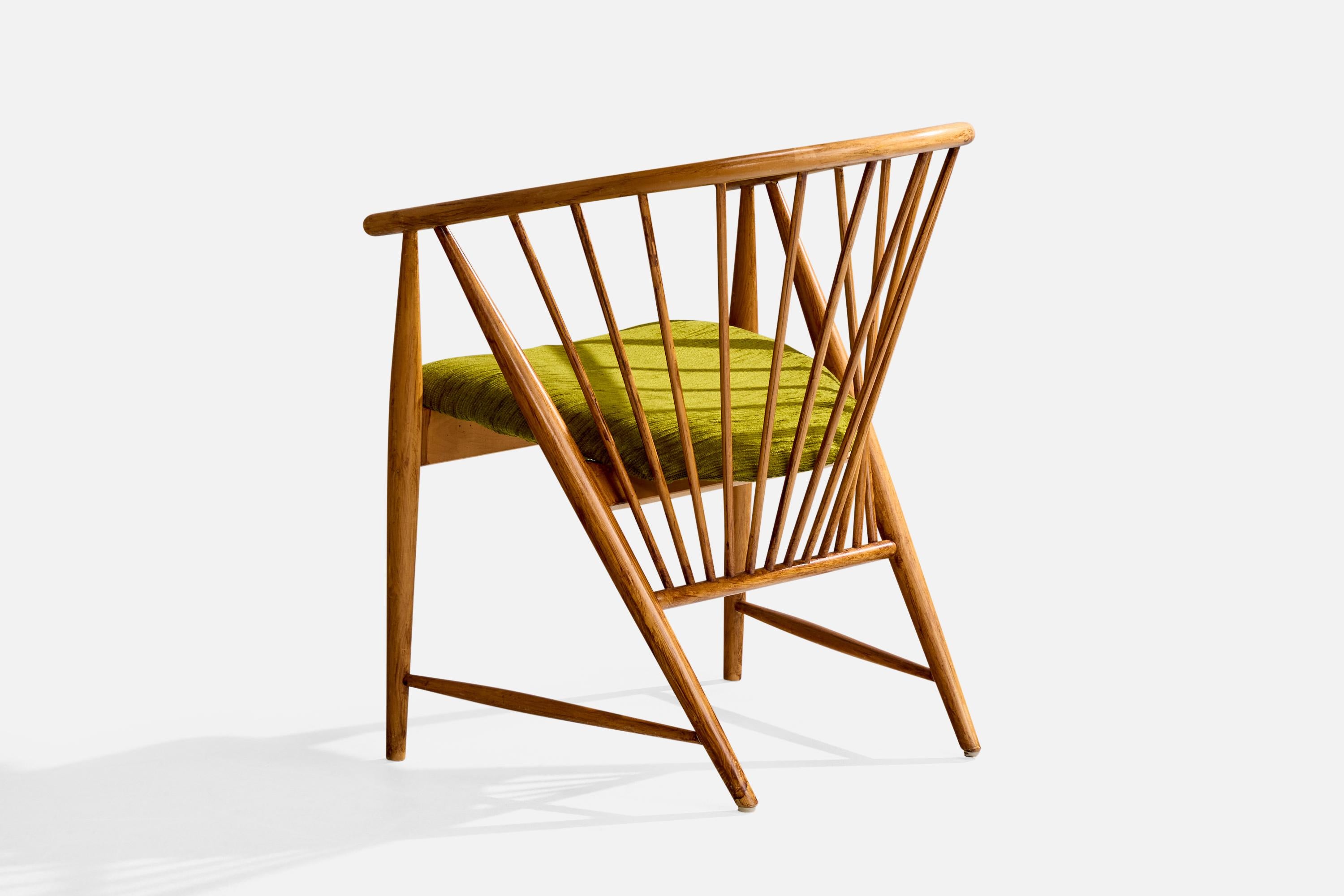 Tissu Sonna Rosén, fauteuil, Wood, tissu, Suède, années 1950 en vente