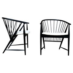 Chaise longue "Sunfeather" laquée noire du milieu du siècle, Sonna Rosen, 1954, lot de 2