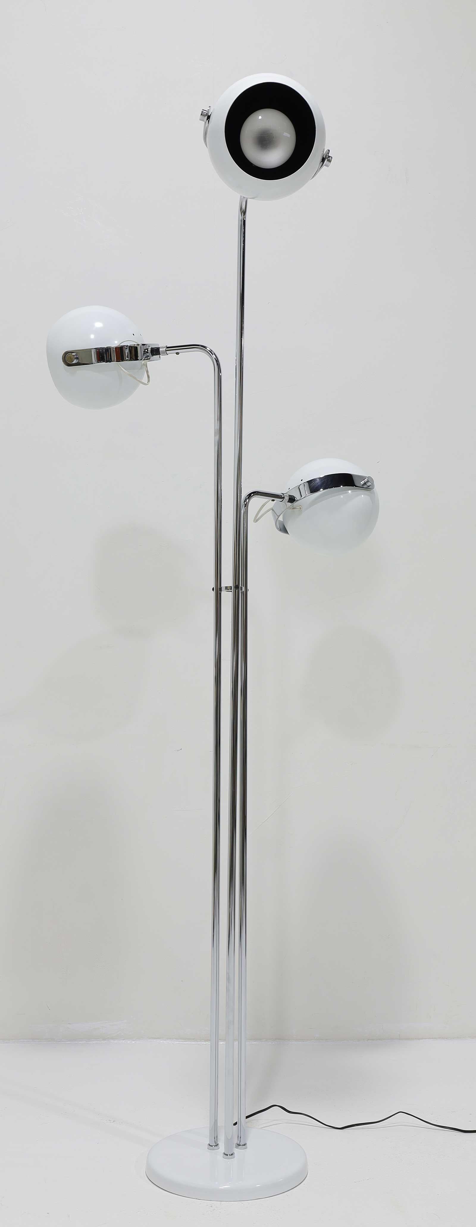 American Sonneman 3-Arm Oscillating Floor Lamp in Chrome and White For Sale