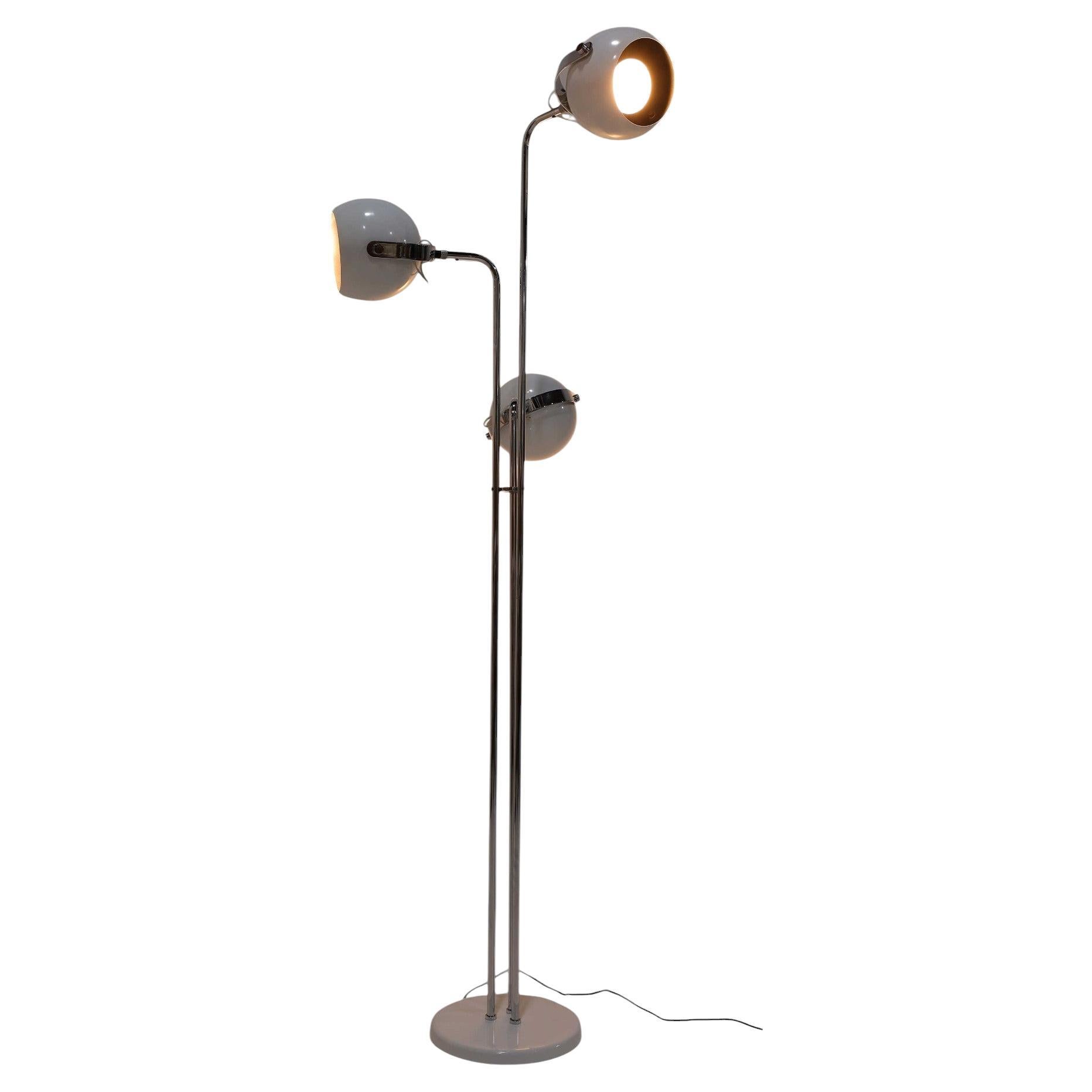 Lampada da terra oscillante a 3 bracci Sonneman in cromo e bianco
