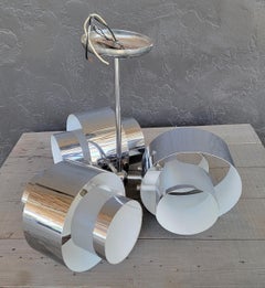 Robert Sonneman Attributed Chrome 3 Light Chandelier