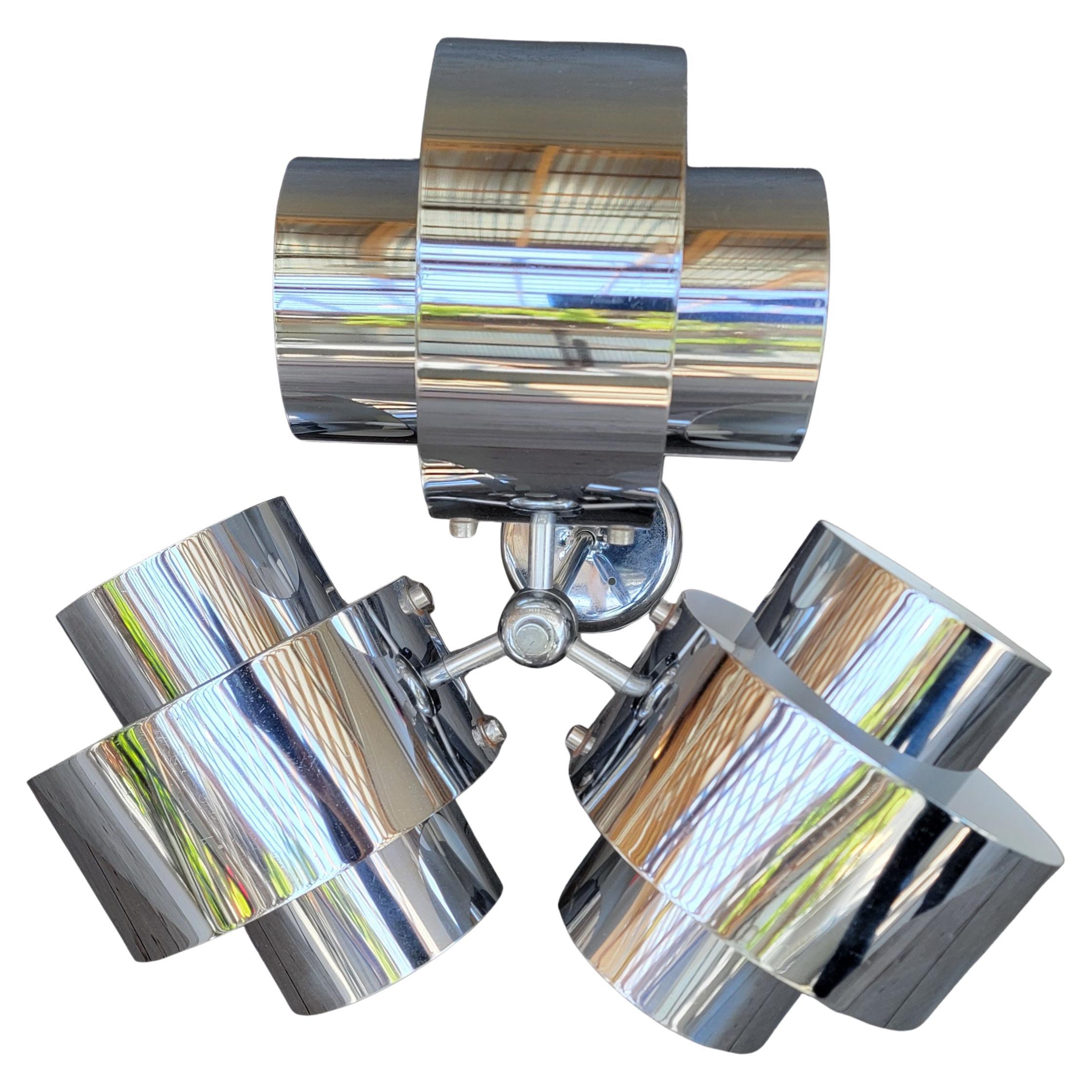 Robert Sonneman Attributed Chrome 3 Light Chandelier