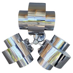 Vintage Robert Sonneman Attributed Chrome 3 Light Chandelier