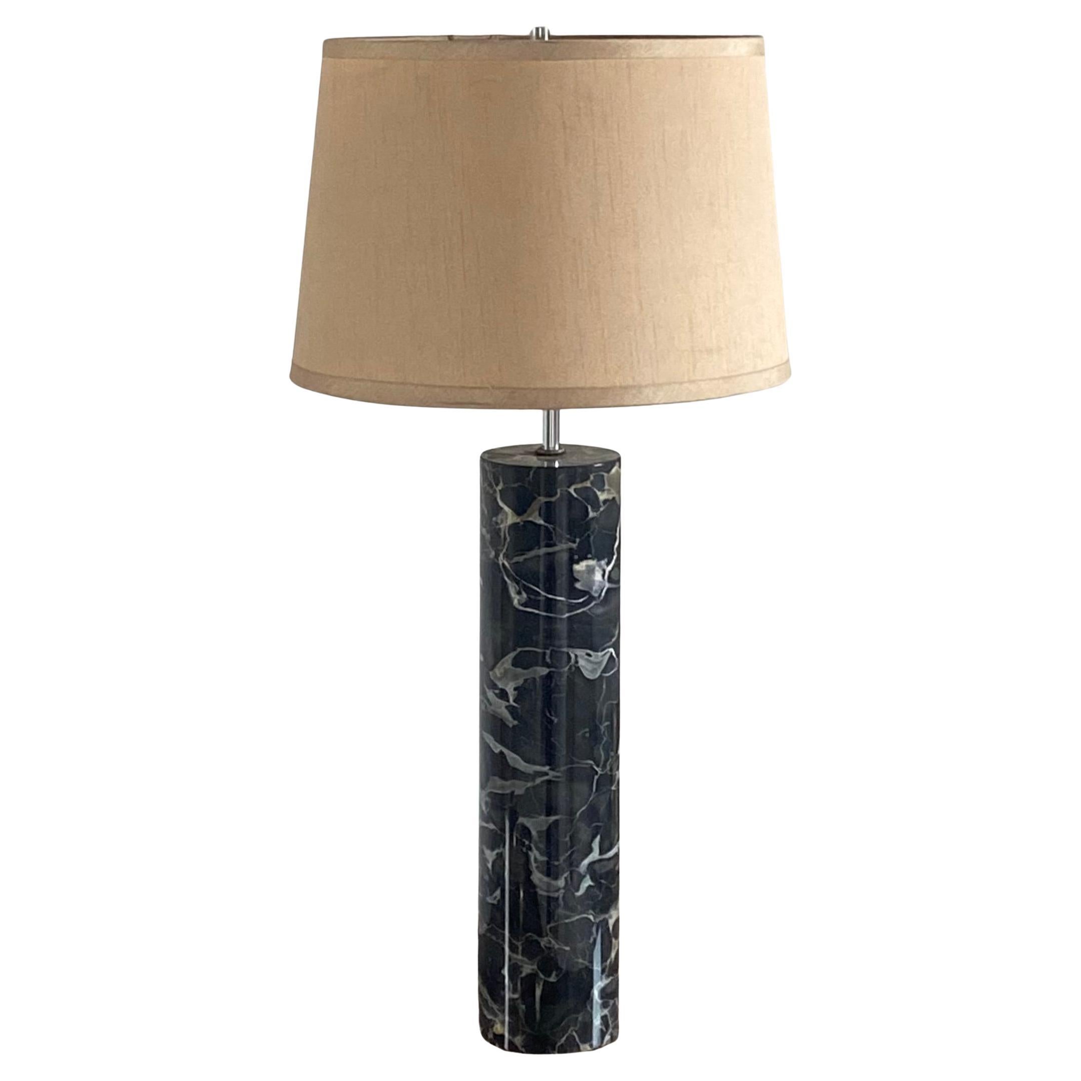Sonneman Black Cylindrical Marble Lamp