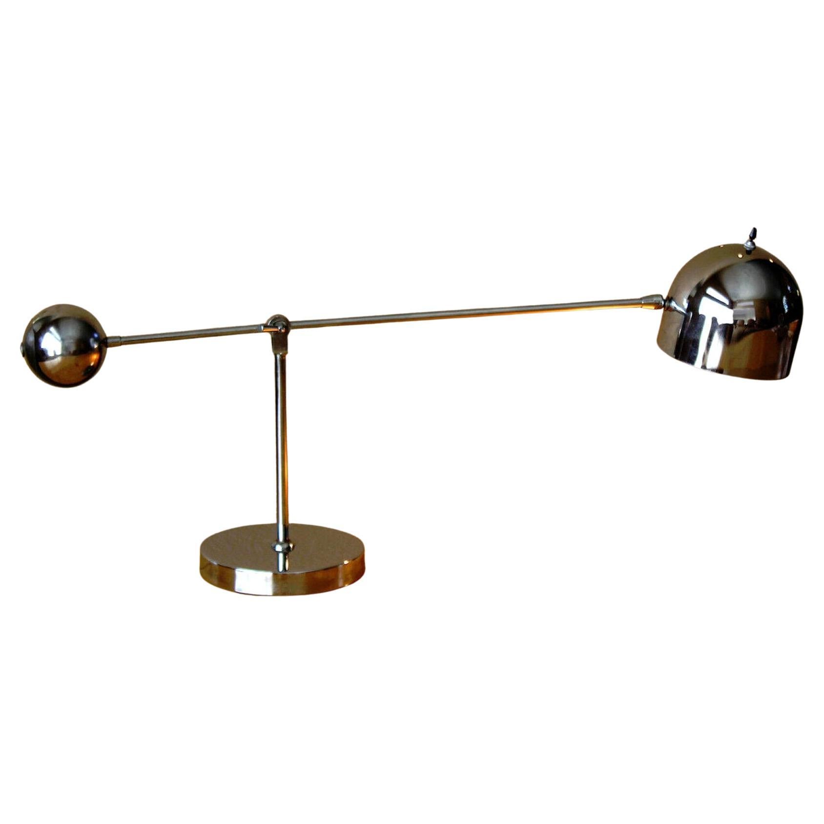 Sonneman Chrome Articulating Arm Eyeball Table Lamp! Swing Counterweight 1960s For Sale